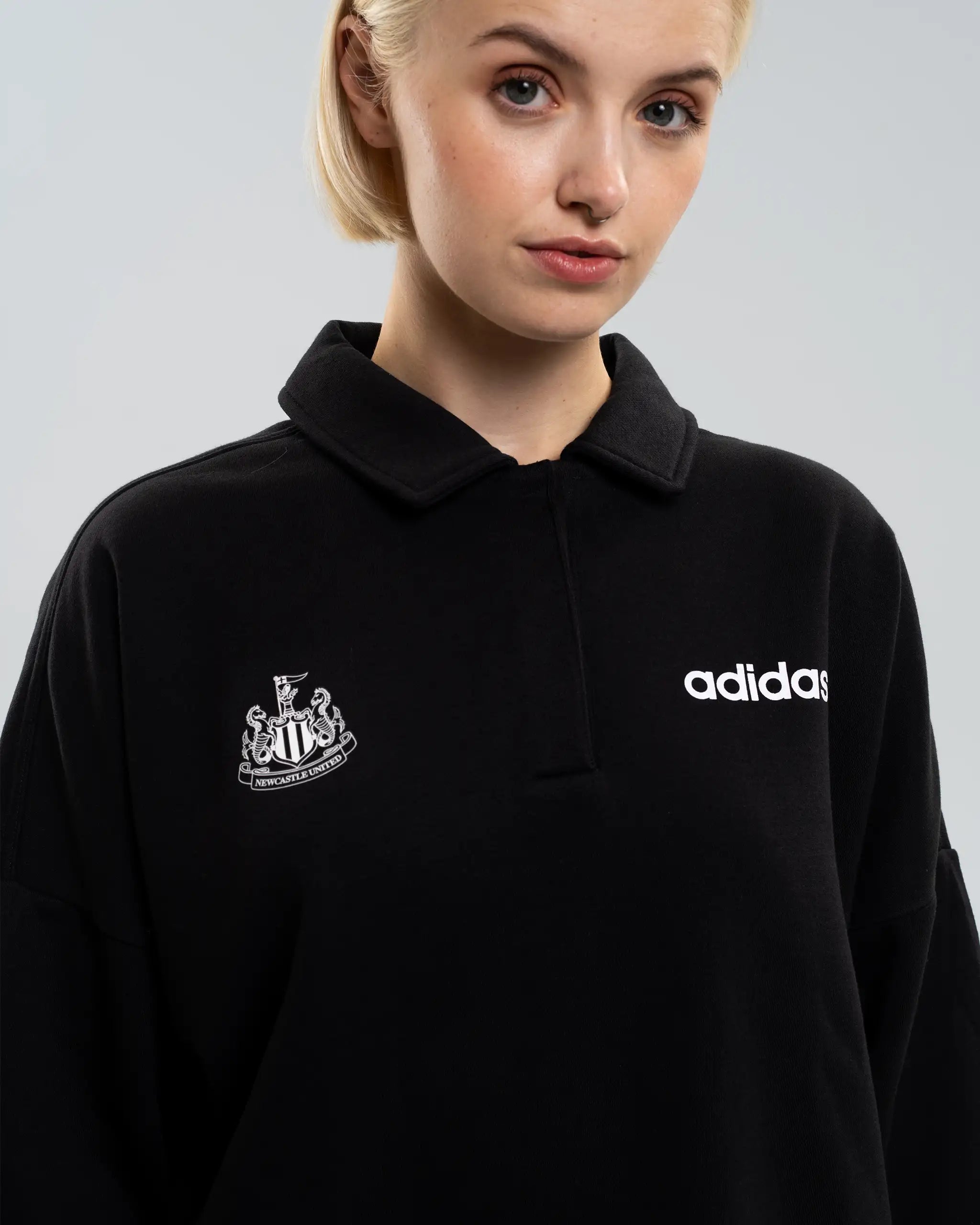 Newcastle United adidas Women's Black Long Sleeved Polo