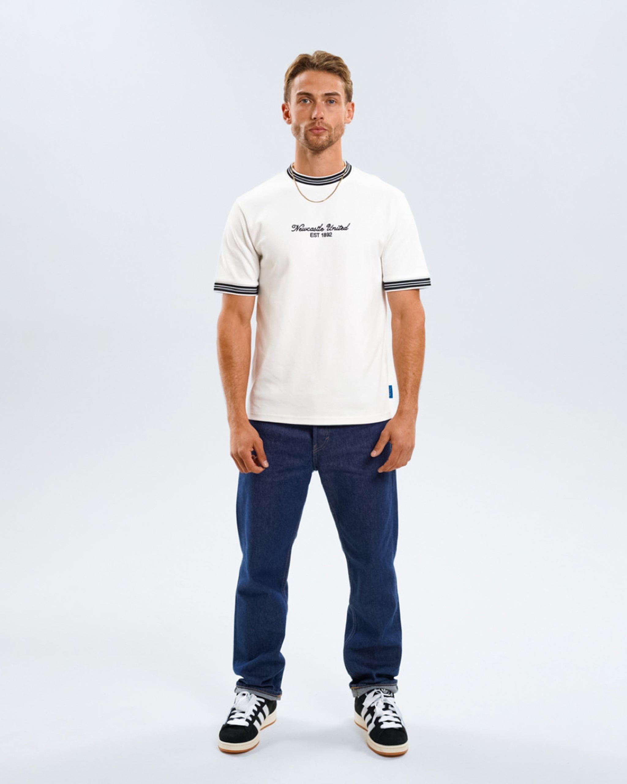 Newcastle United Men's White Waffle Ribbed T-Shirt