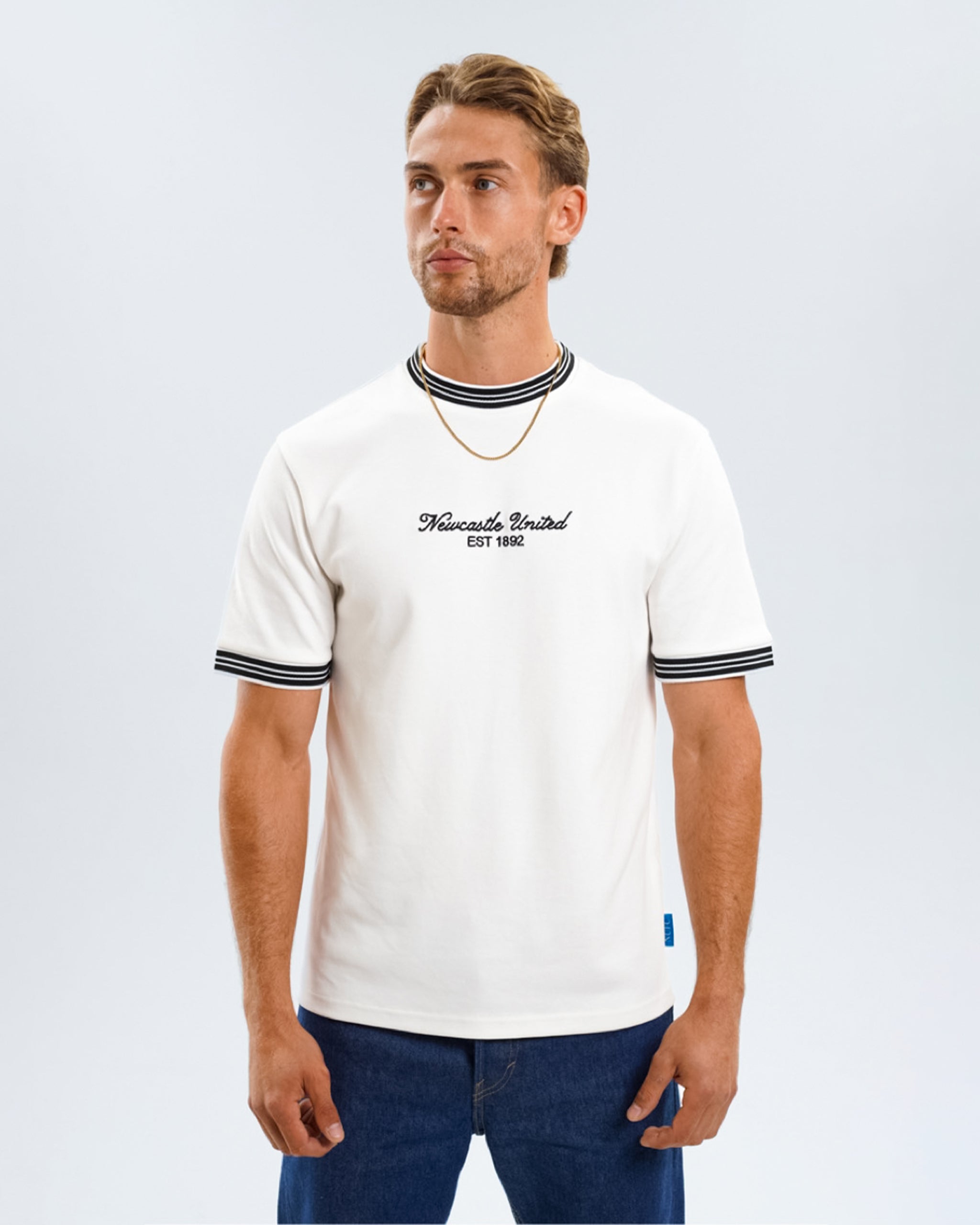 Newcastle United Men's White Waffle Ribbed T-Shirt