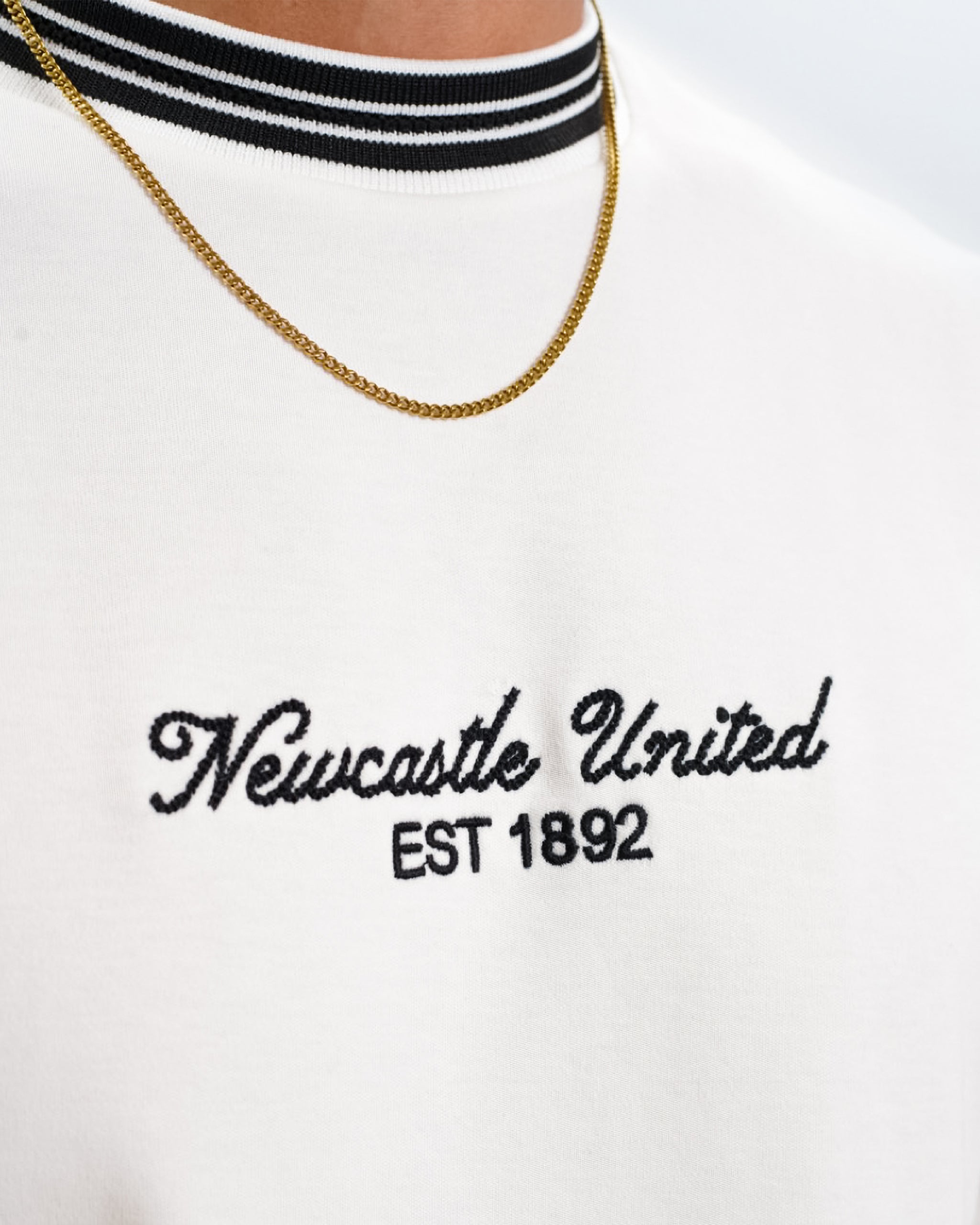Newcastle United Men's White Waffle Ribbed T-Shirt