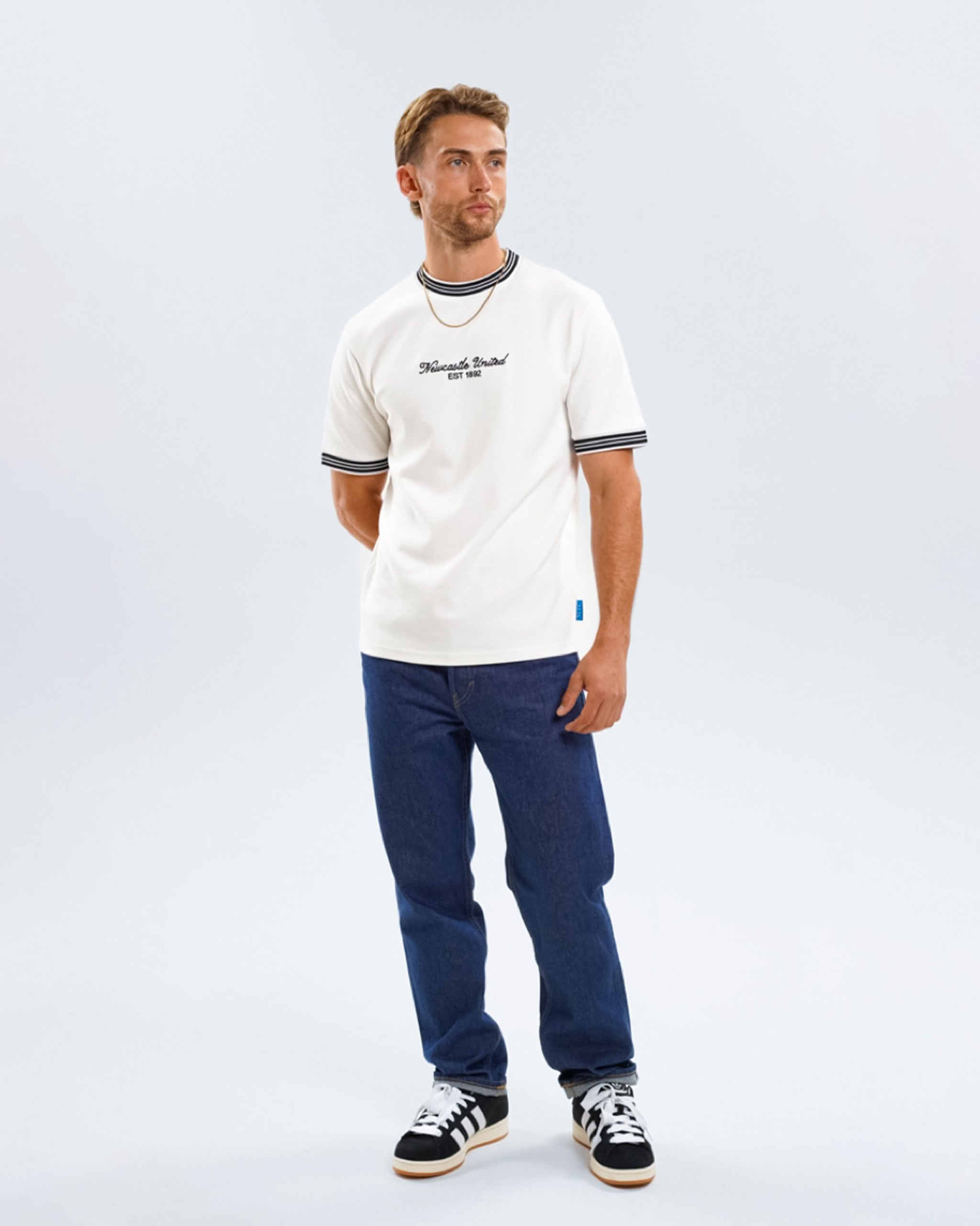 Newcastle United Men's White Waffle Ribbed T-Shirt