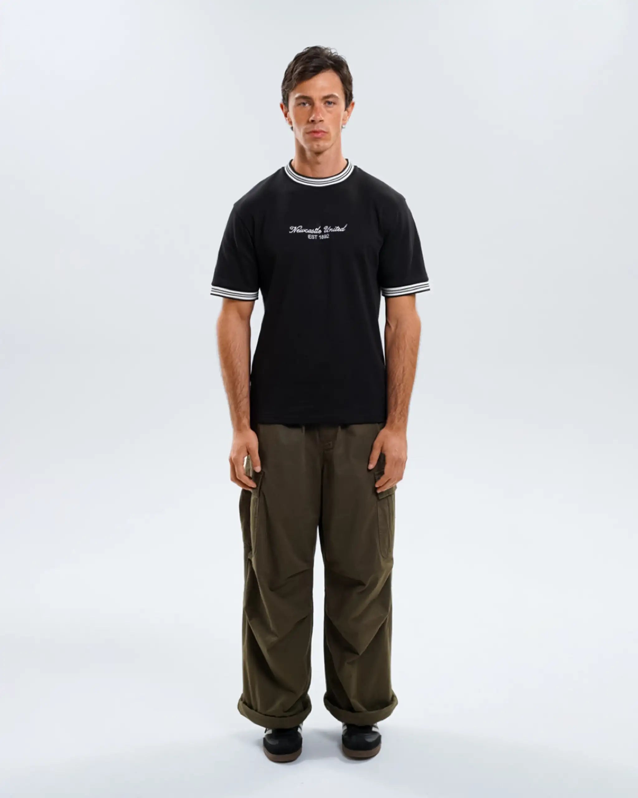 Newcastle United Men's Black Waffle Ribbed T-Shirt