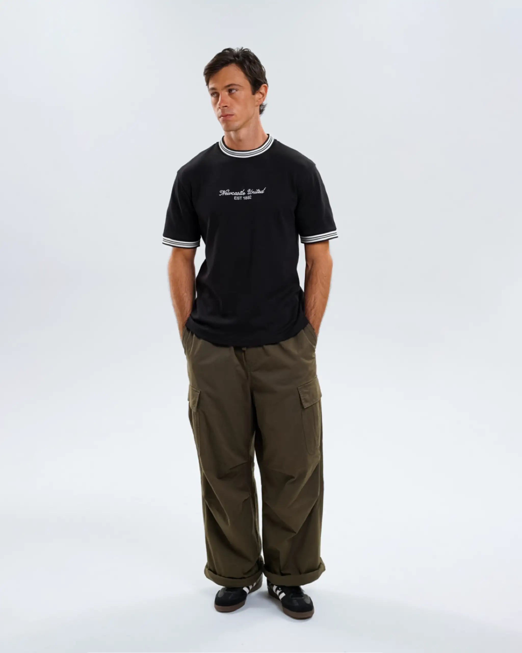 Newcastle United Men's Black Waffle Ribbed T-Shirt