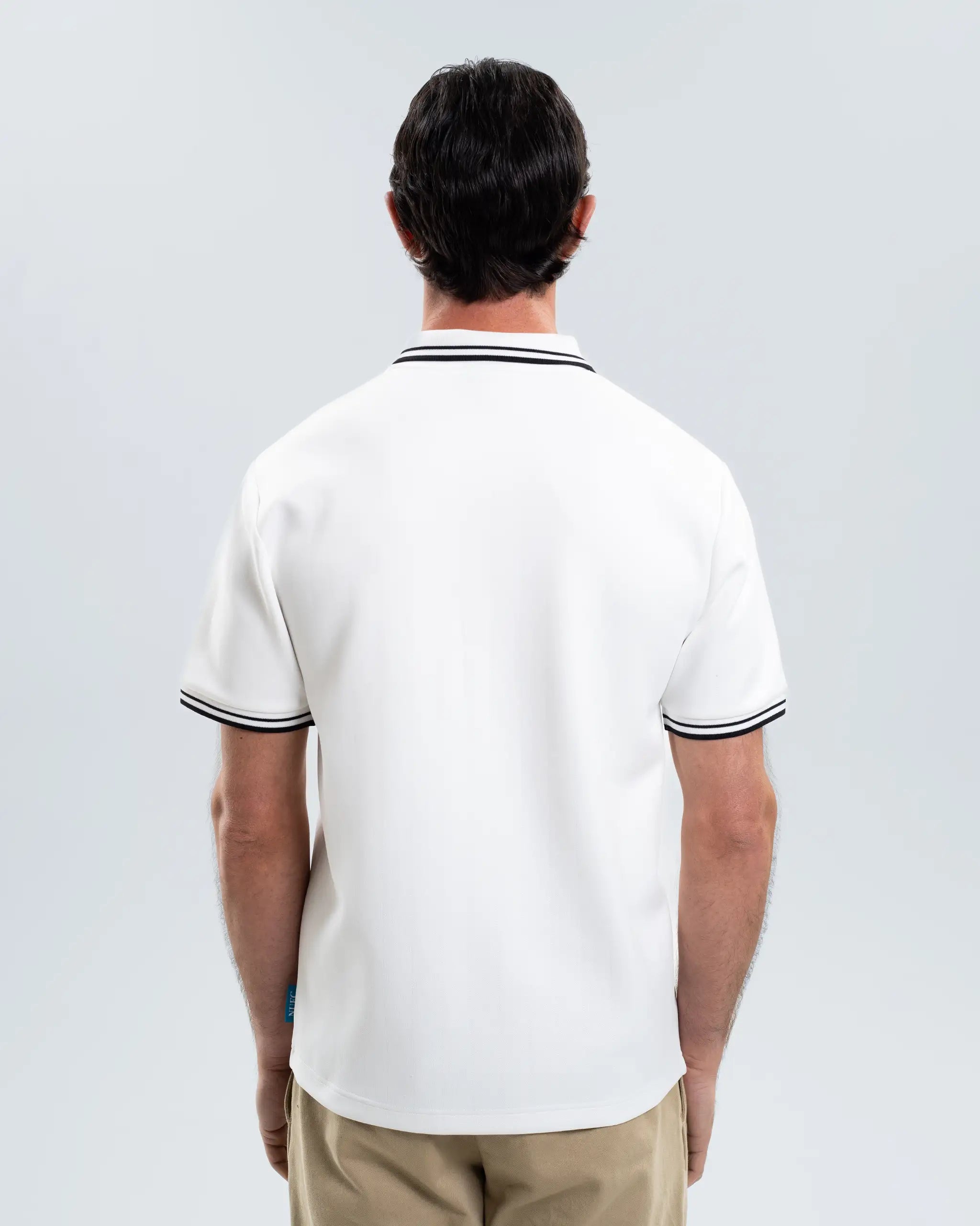 Newcastle United Men's Tonal Stripe White Polo Shirt