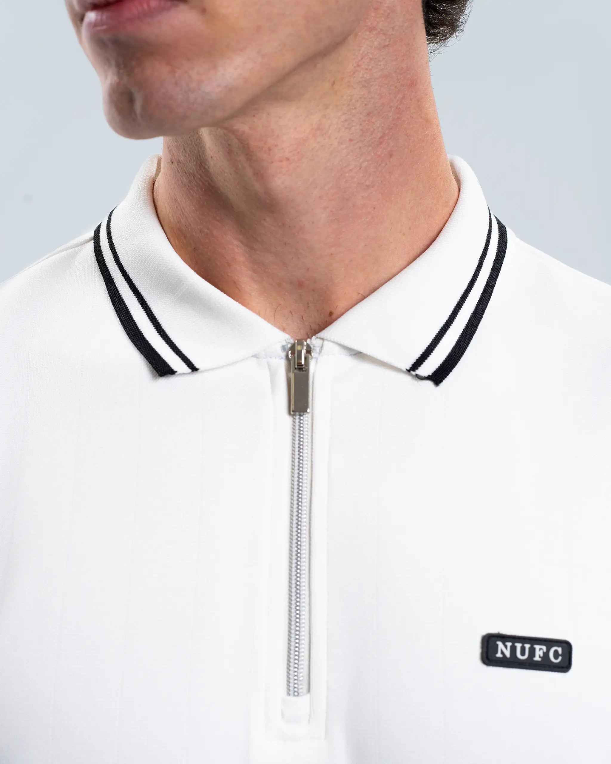 Newcastle United Men's Tonal Stripe White Polo Shirt