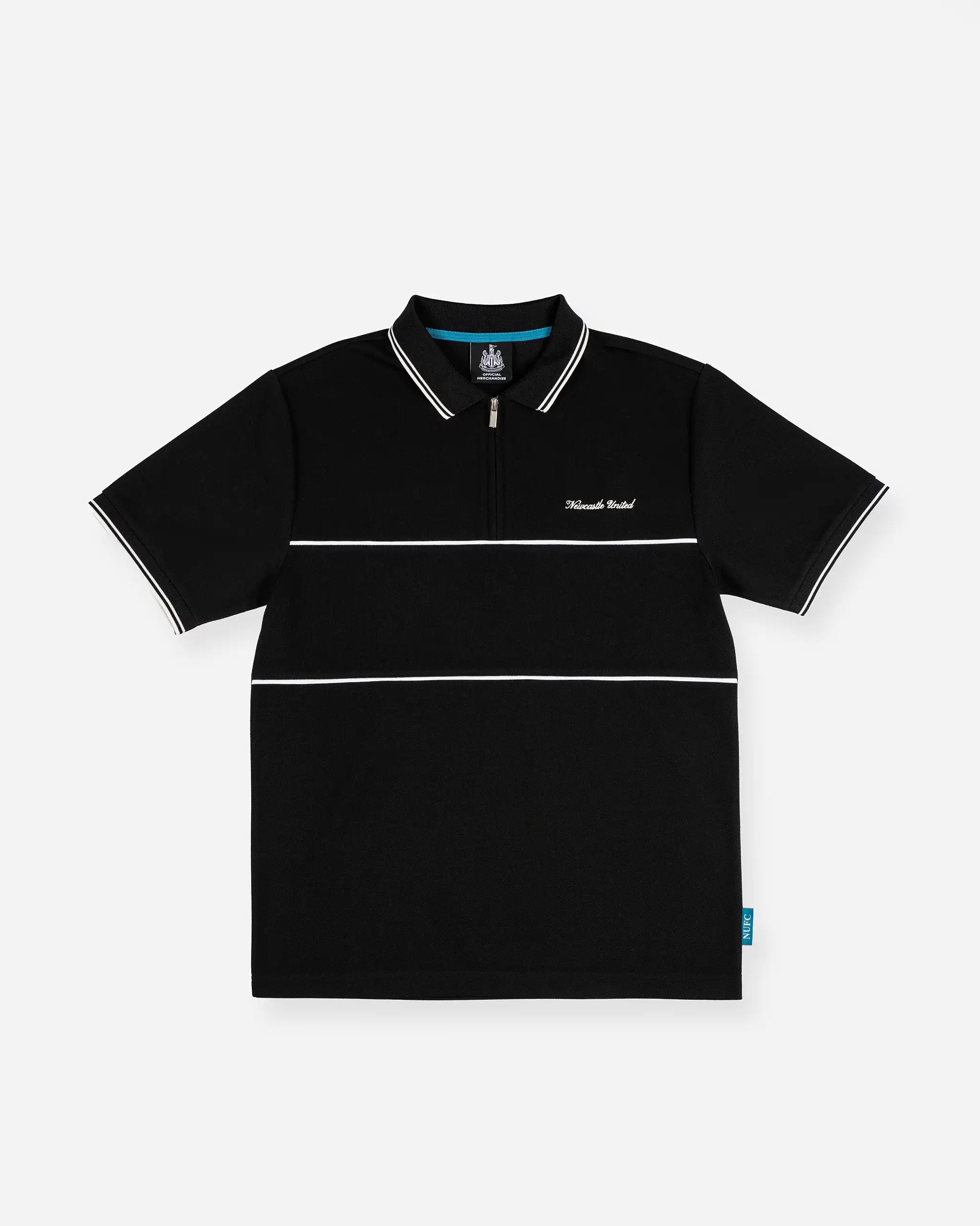 Newcastle United Men's Black Polo Shirt with Panel Detailing