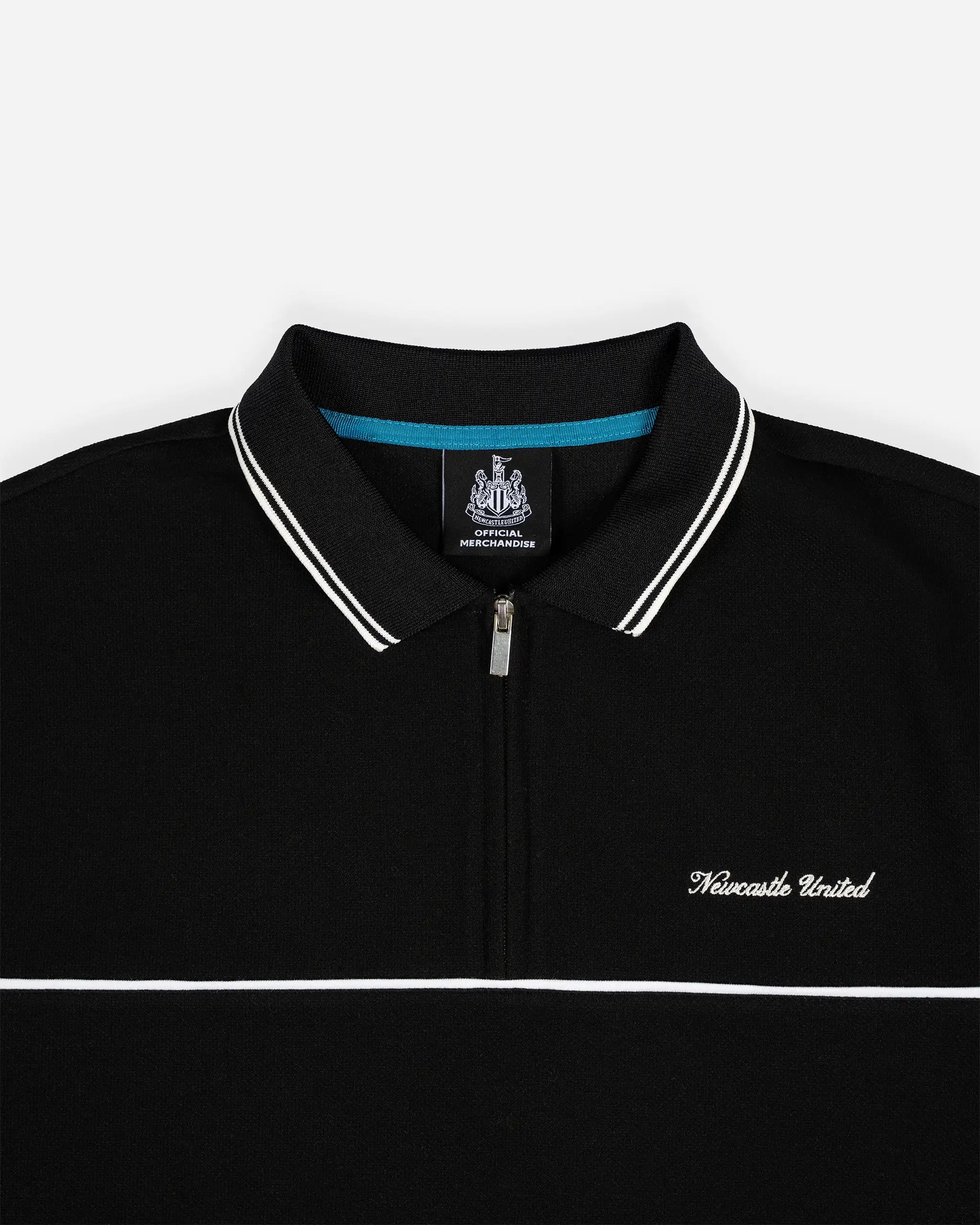 Newcastle United Men's Black Polo Shirt with Panel Detailing
