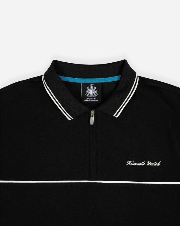 Newcastle United Men's Black Polo Shirt with Panel Detailing