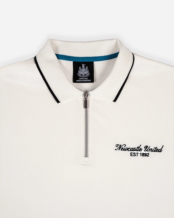 Newcastle United Men's White Polo Shirt with Panel Detailing