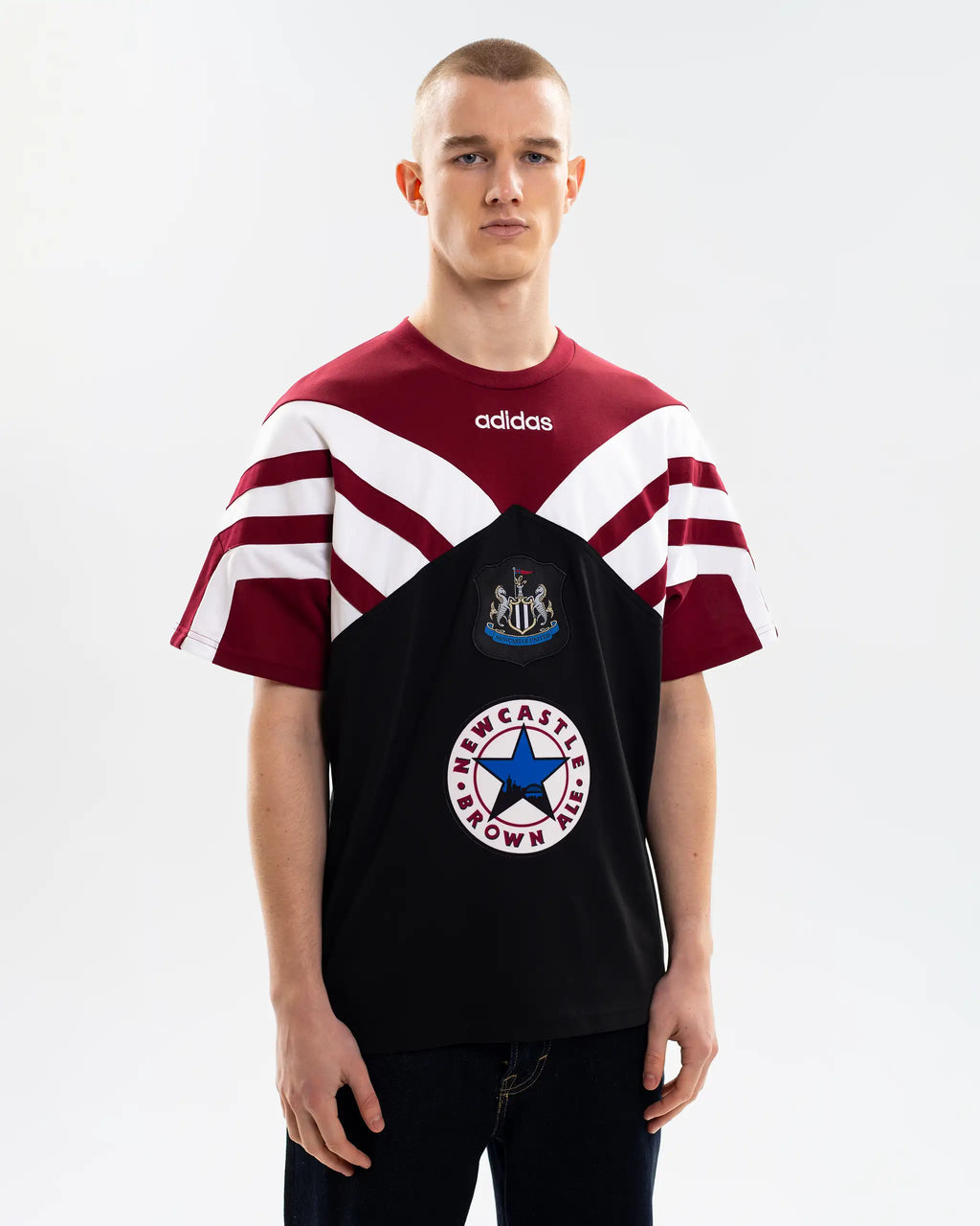 Newcastle United adidas 1995/96 Retro T-Shirt - Black/Burgundy