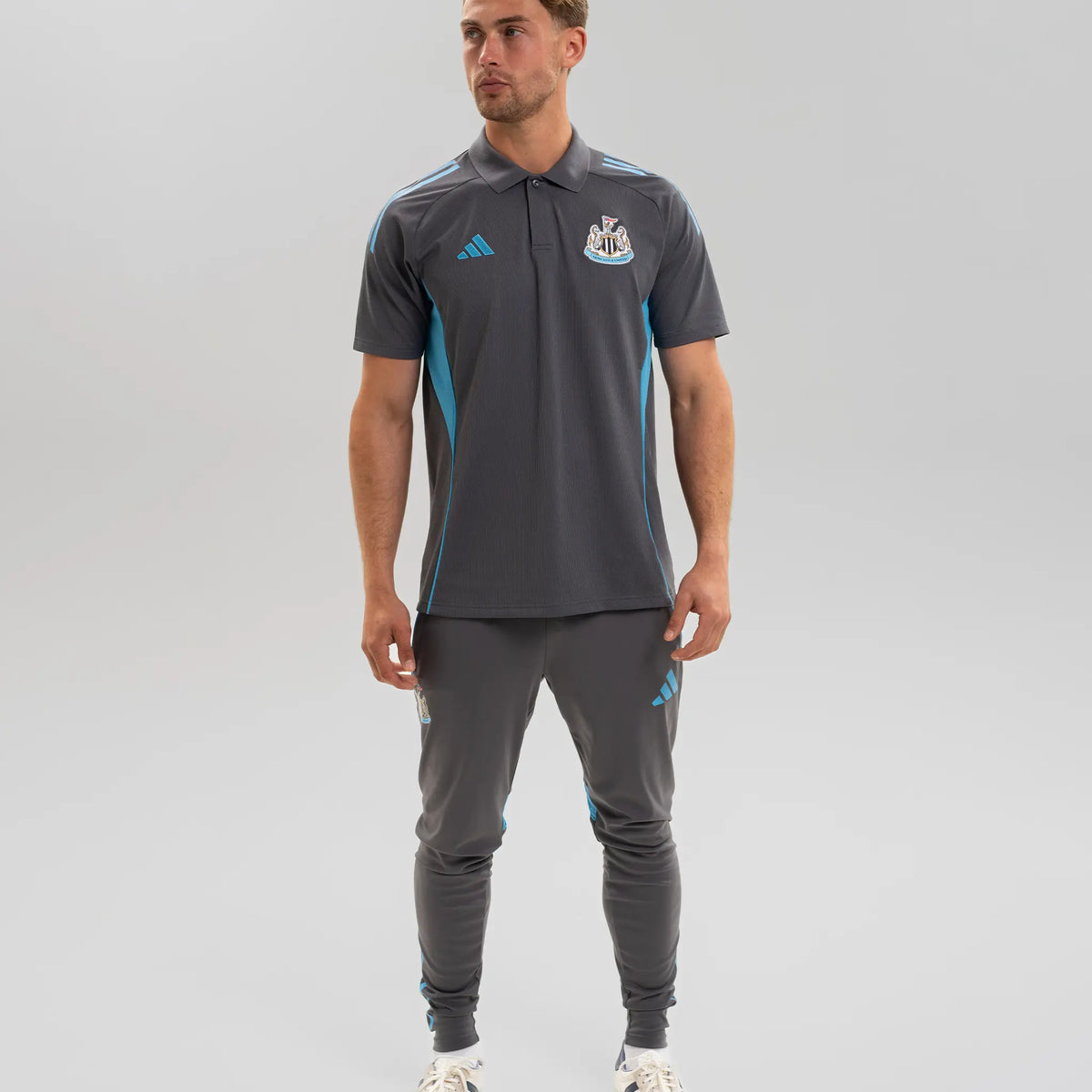 Newcastle United adidas 25/26 Players Range Grey Polo Shirt