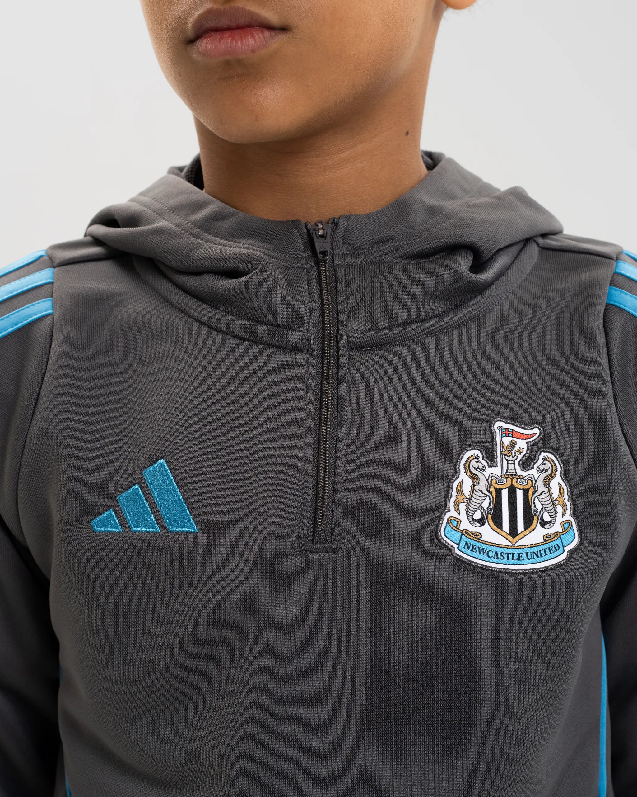 Newcastle United adidas 25/26 Players Range Kids' Grey Training Hoodie
