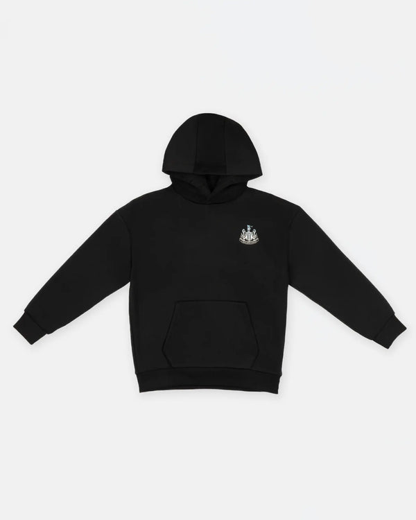 Newcastle United Boy's Black Hoodie with Blue Ombre Crest