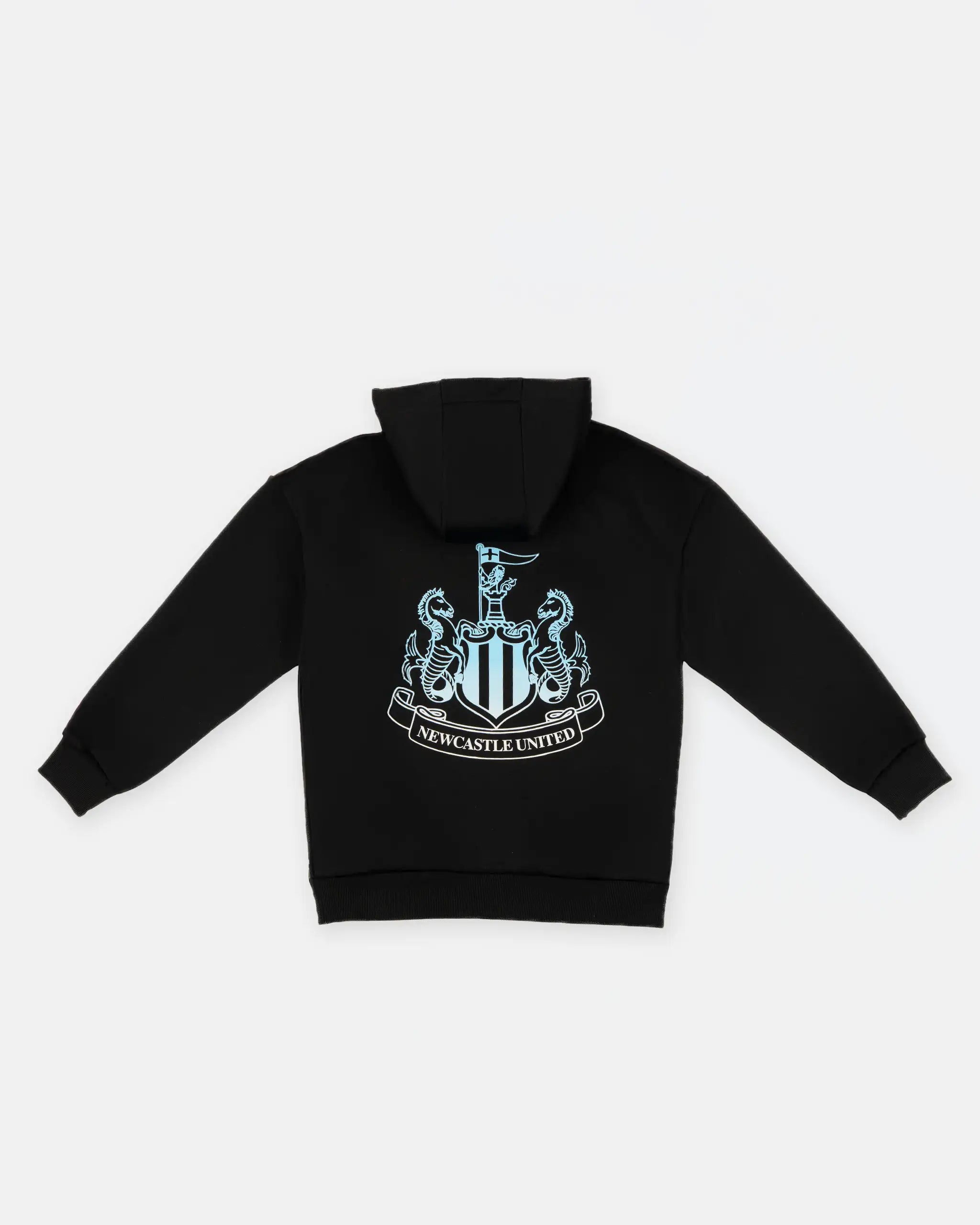 Newcastle United Boy's Black Hoodie with Blue Ombre Crest