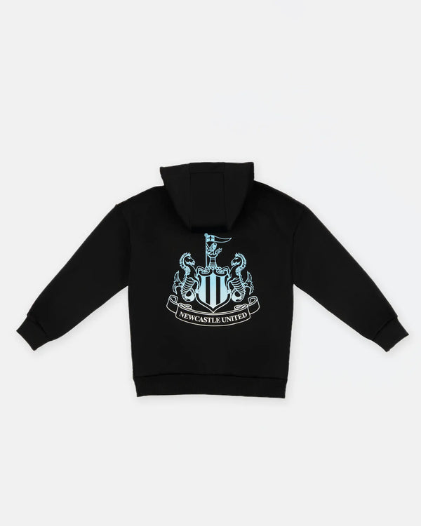 Newcastle United Boy's Black Hoodie with Blue Ombre Crest