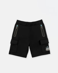 Newcastle United Boy's Black Cargo Shorts with Blue Ombre Crest