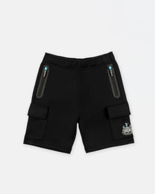 Newcastle United Boy's Black Cargo Shorts with Blue Ombre Crest