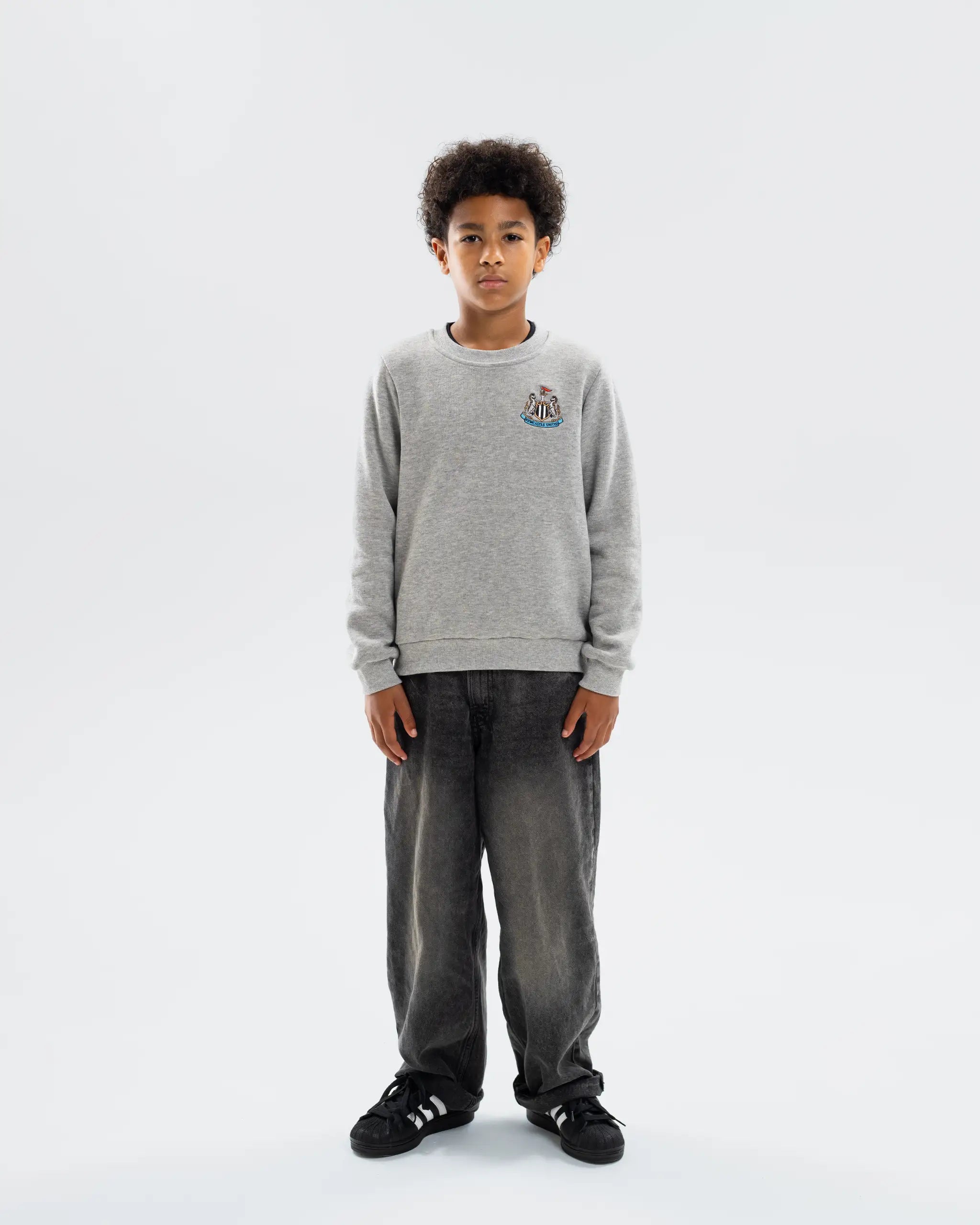 Newcastle United Kids' Essentials Range Grey Crew Neck Sweater
