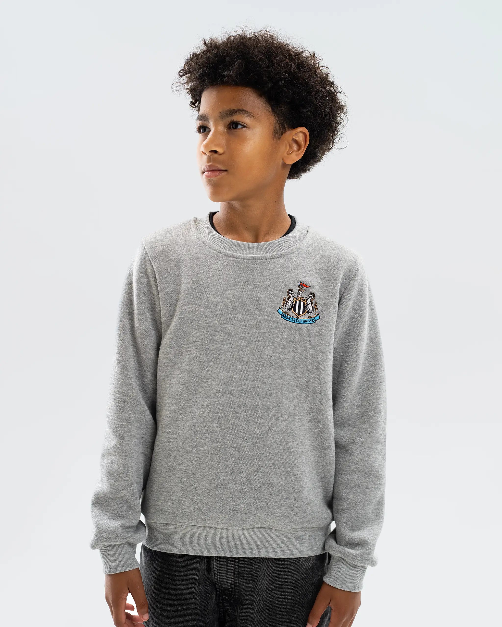Newcastle United Kids' Essentials Range Grey Crew Neck Sweater