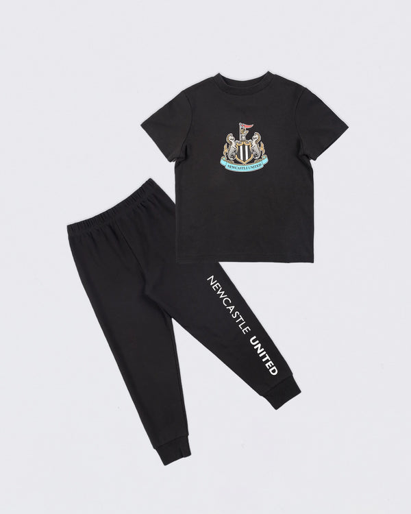Newcastle United Kids' Black Crest Cuffed Pyjama Set