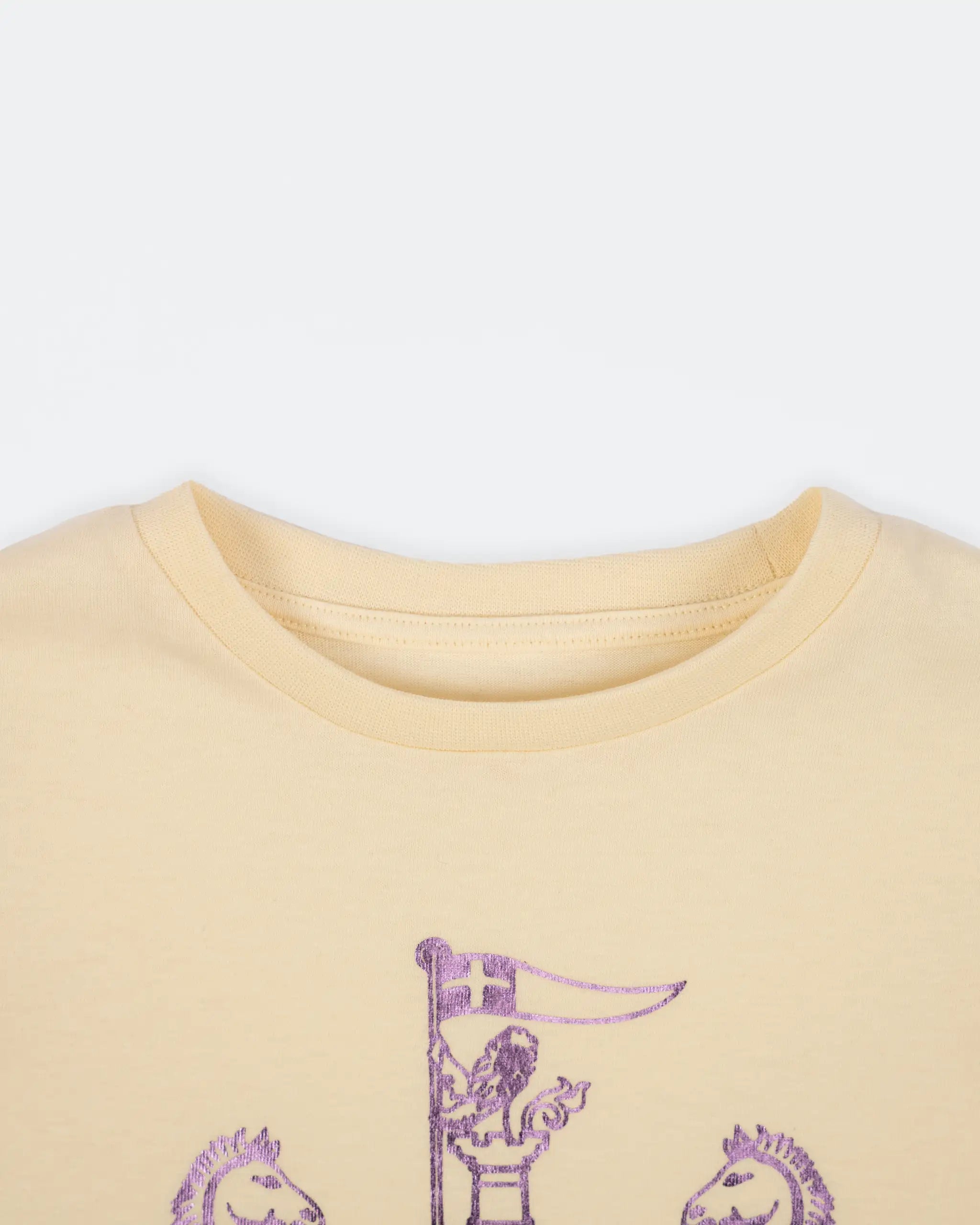 Newcastle United Girl's Cream T-Shirt With Lilac Shimmer Crest