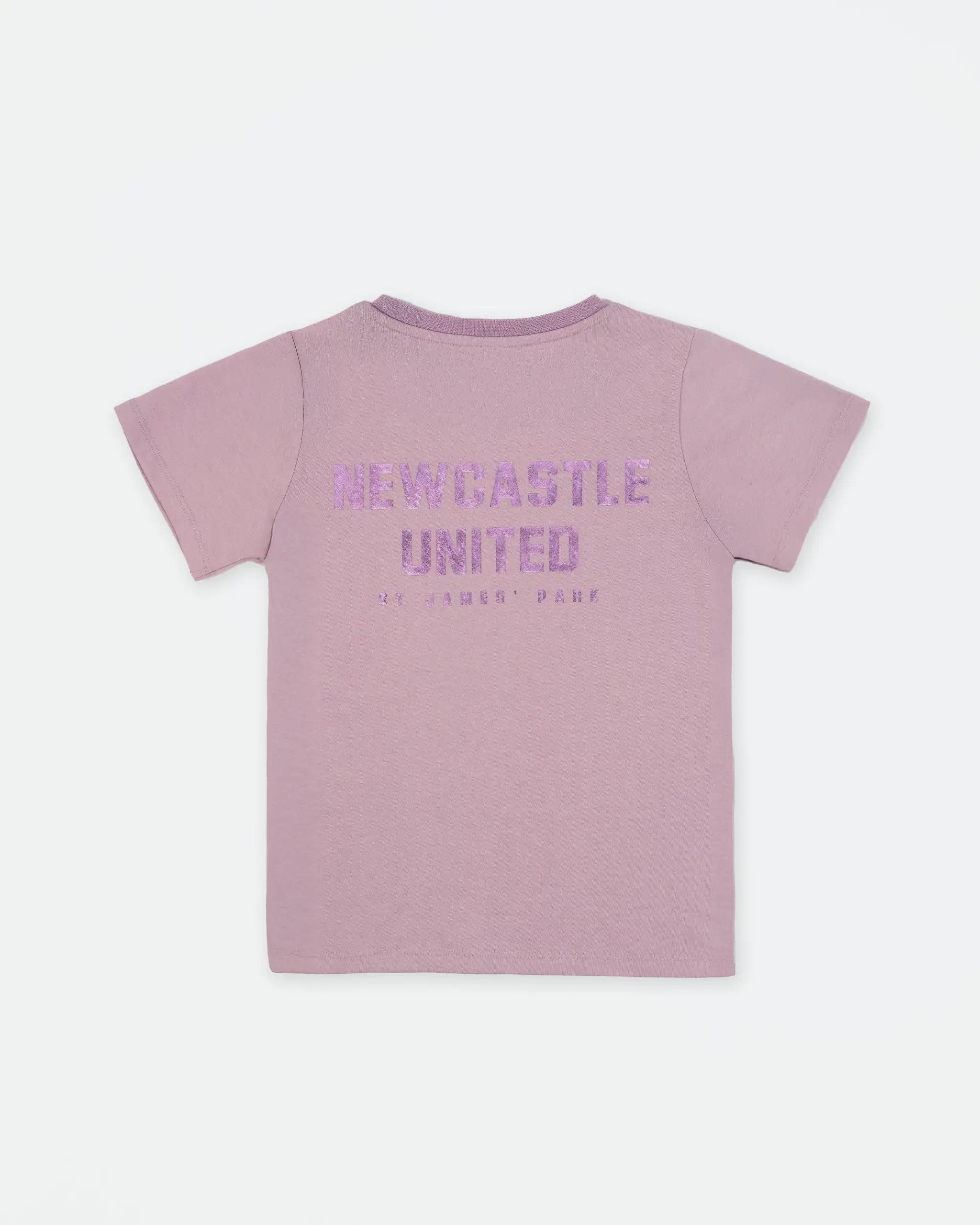 Newcastle United Girl's Lilac T-Shirt With Shimmer Crest