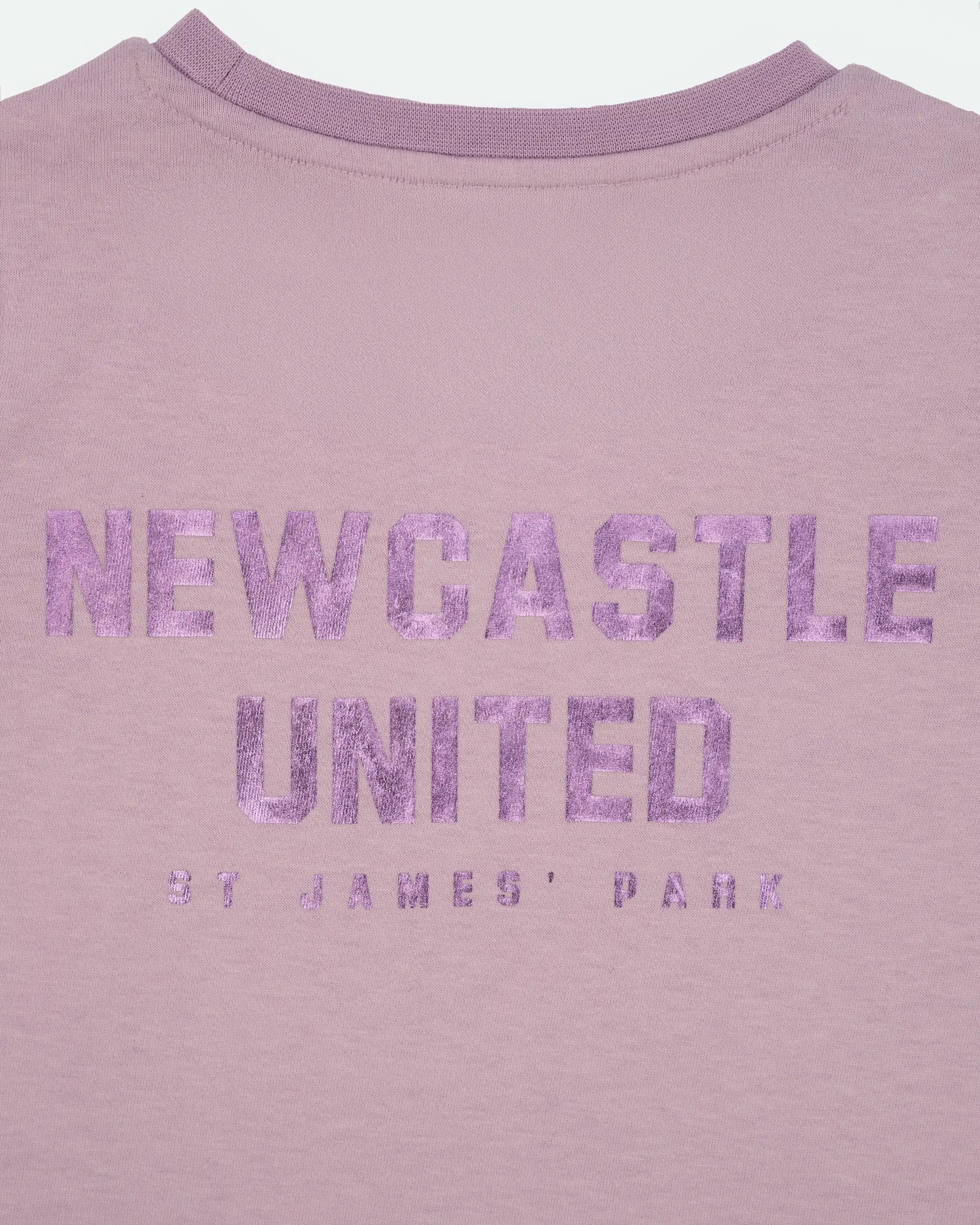 Newcastle United Girl's Lilac T-Shirt With Shimmer Crest