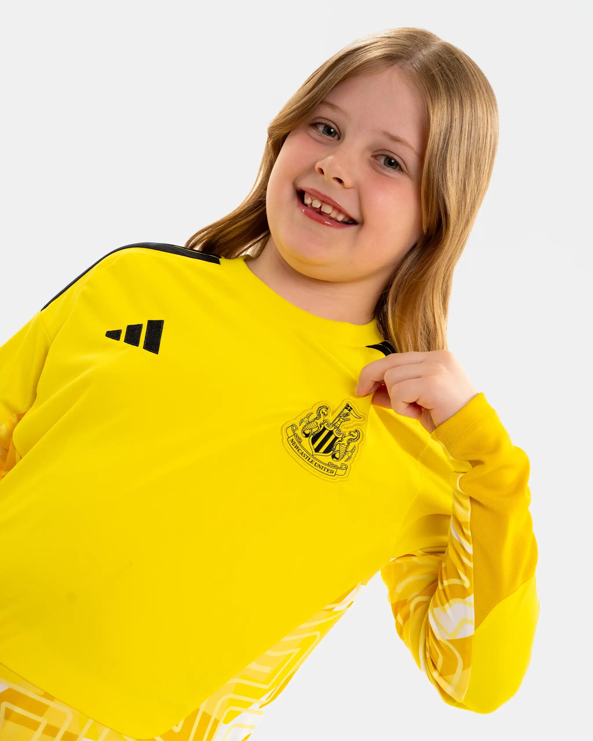 Newcastle United adidas Kids' 26/27 Yellow Long Sleeve Goalkeeper Shirt
