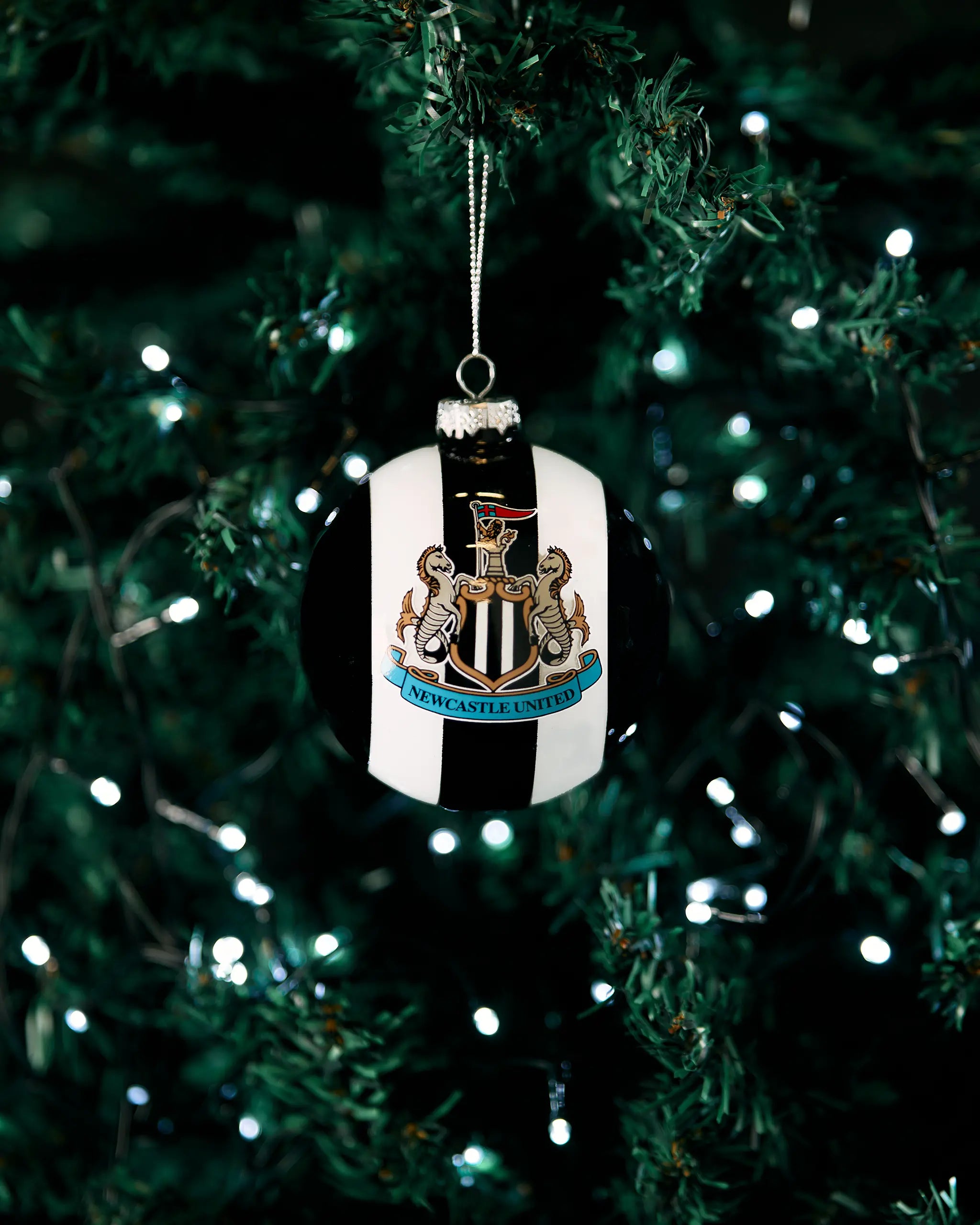 Newcastle United Large Glass Christmas Bauble