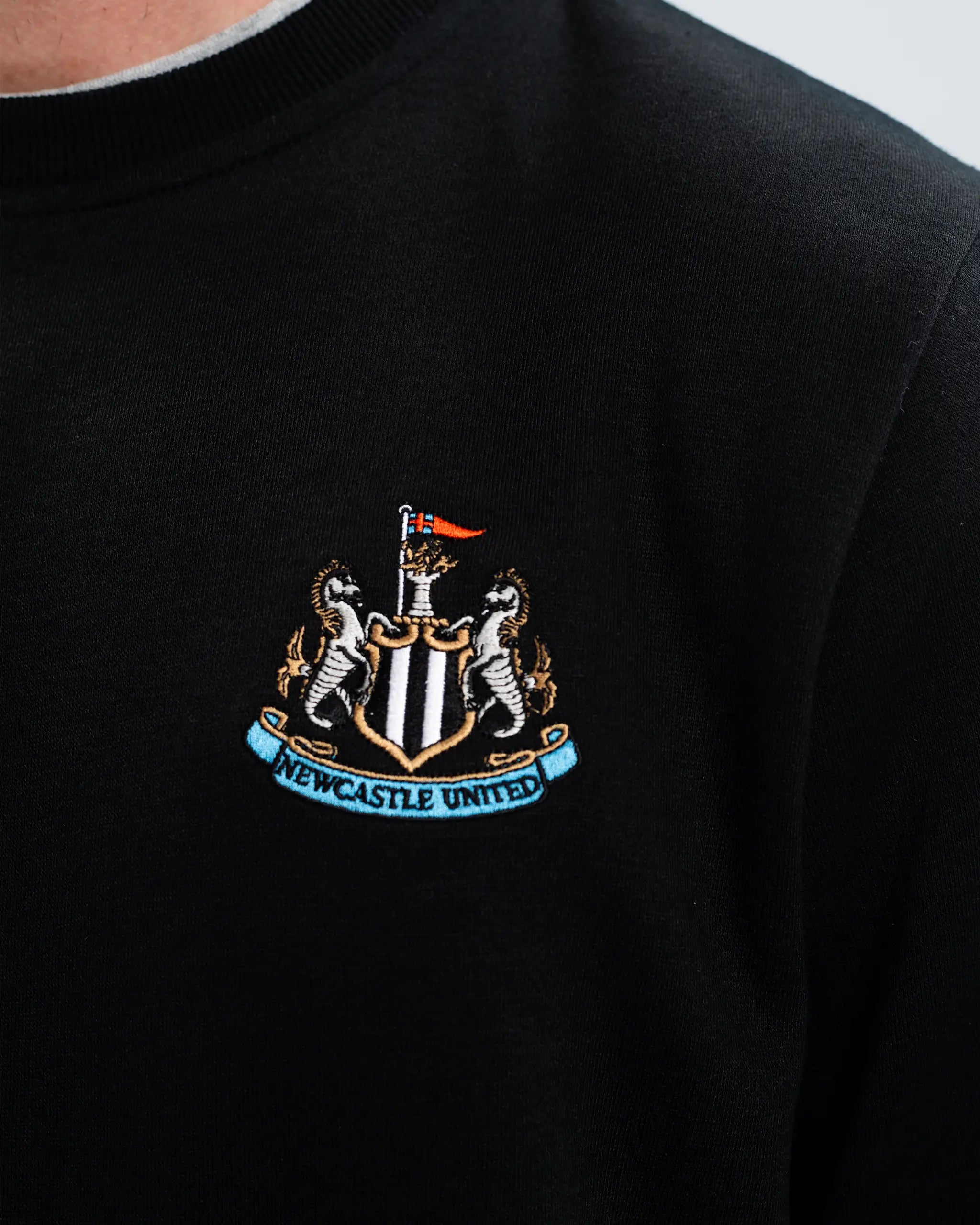 Newcastle United Men's Essentials Range Black Crew Neck Sweater