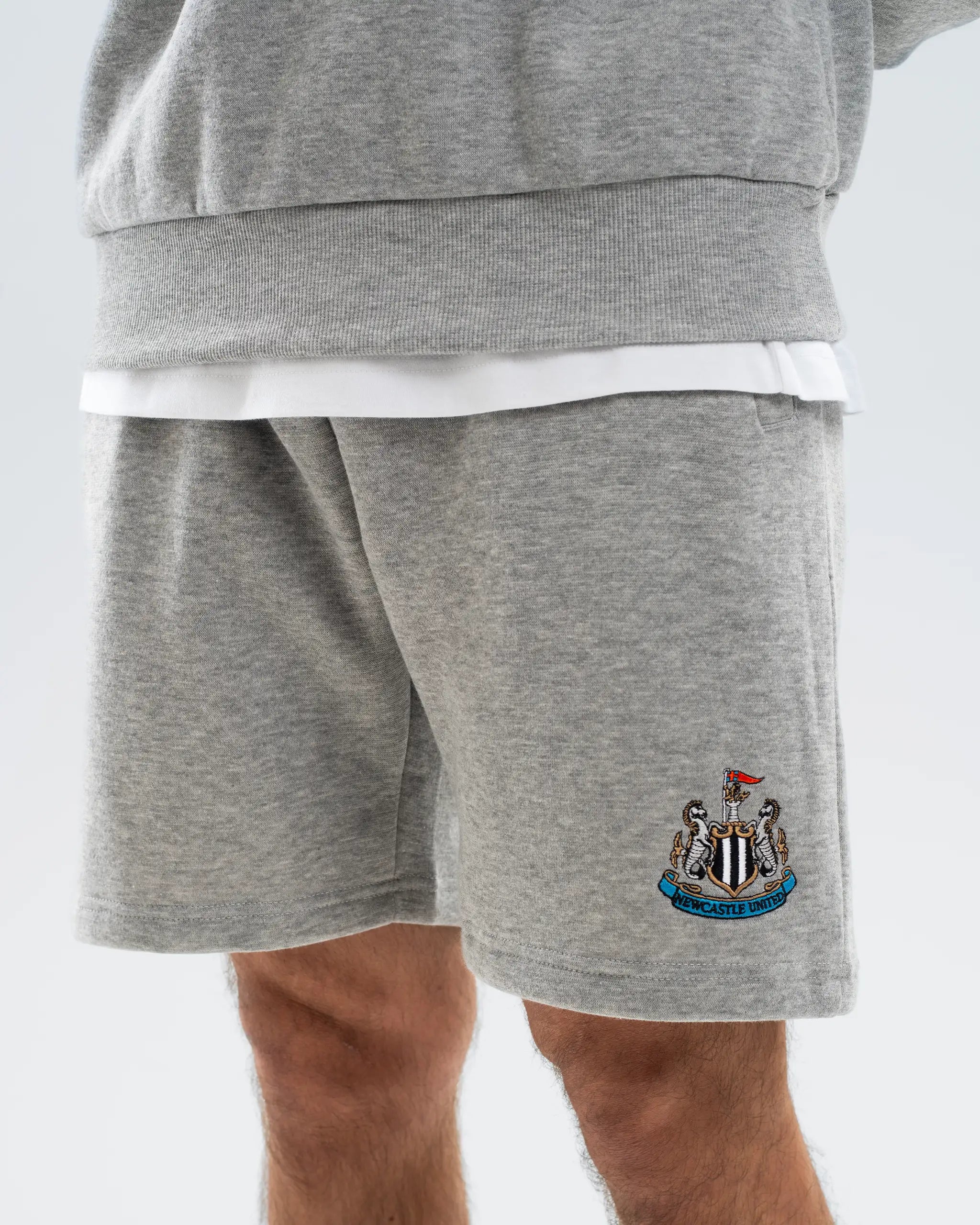 Newcastle United Men's Essentials Range Grey Fleece Shorts