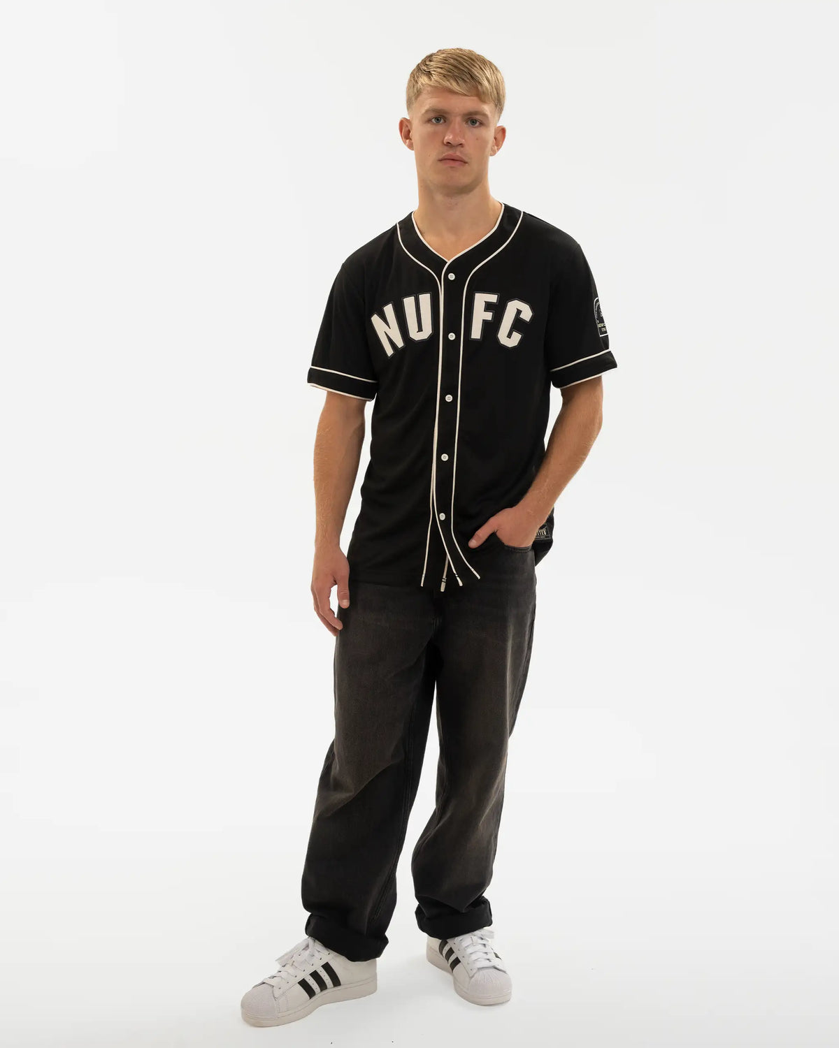Newcastle United East Coast Varsity Black Baseball Jersey