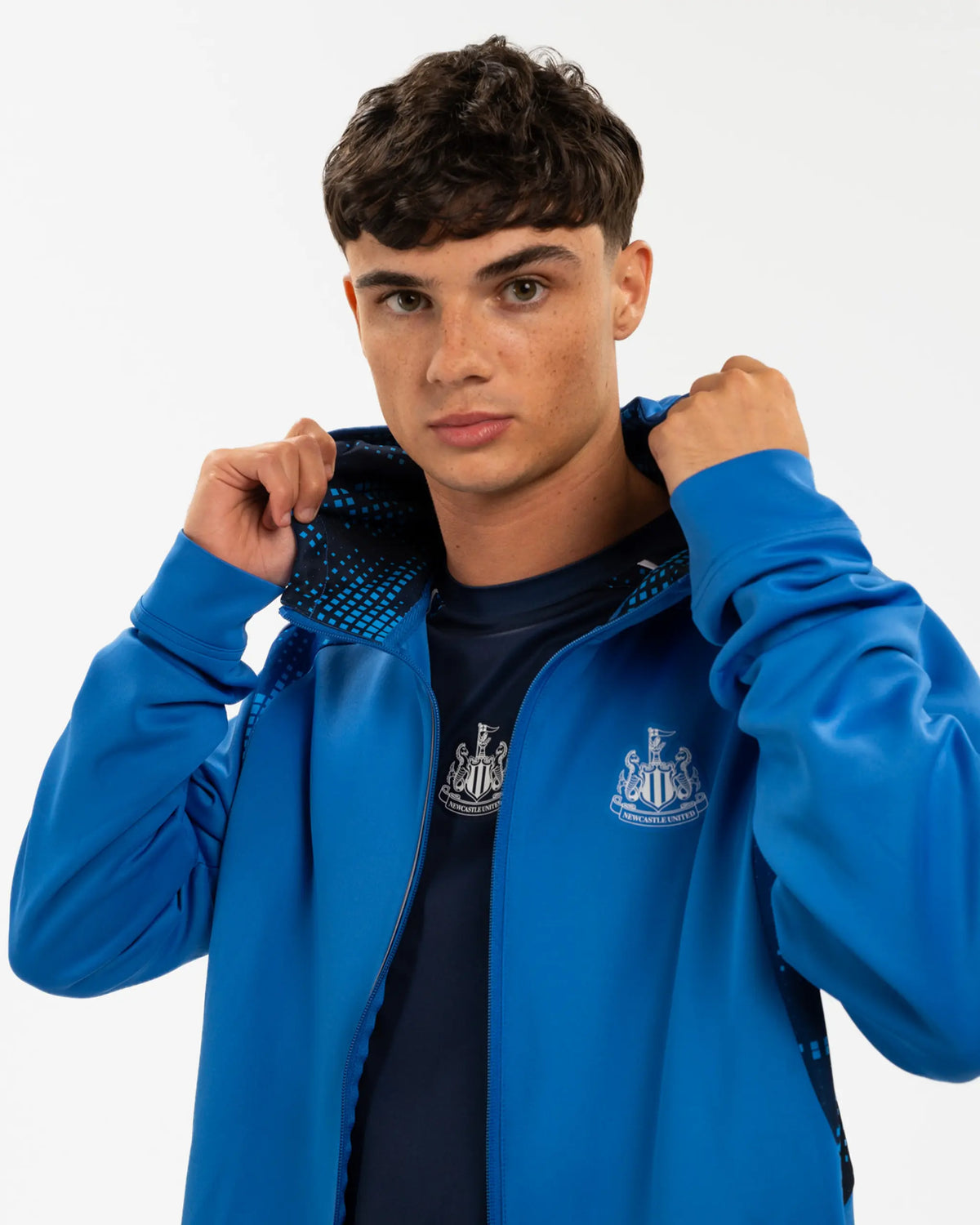 Newcastle United Men's Blue Tech Poly Full Zip Hoodie