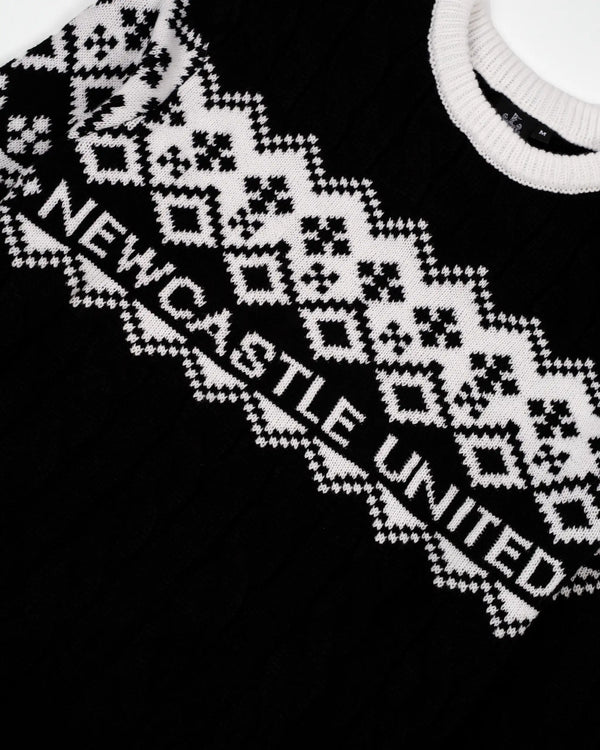 Newcastle United Black Cable Knit Christmas Jumper