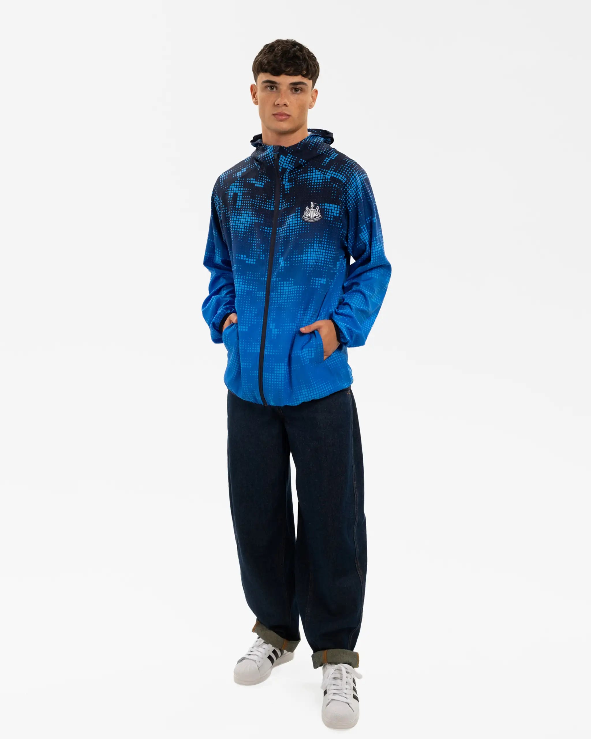 Newcastle United Men's Blue Tech Poly Lightweight Jacket