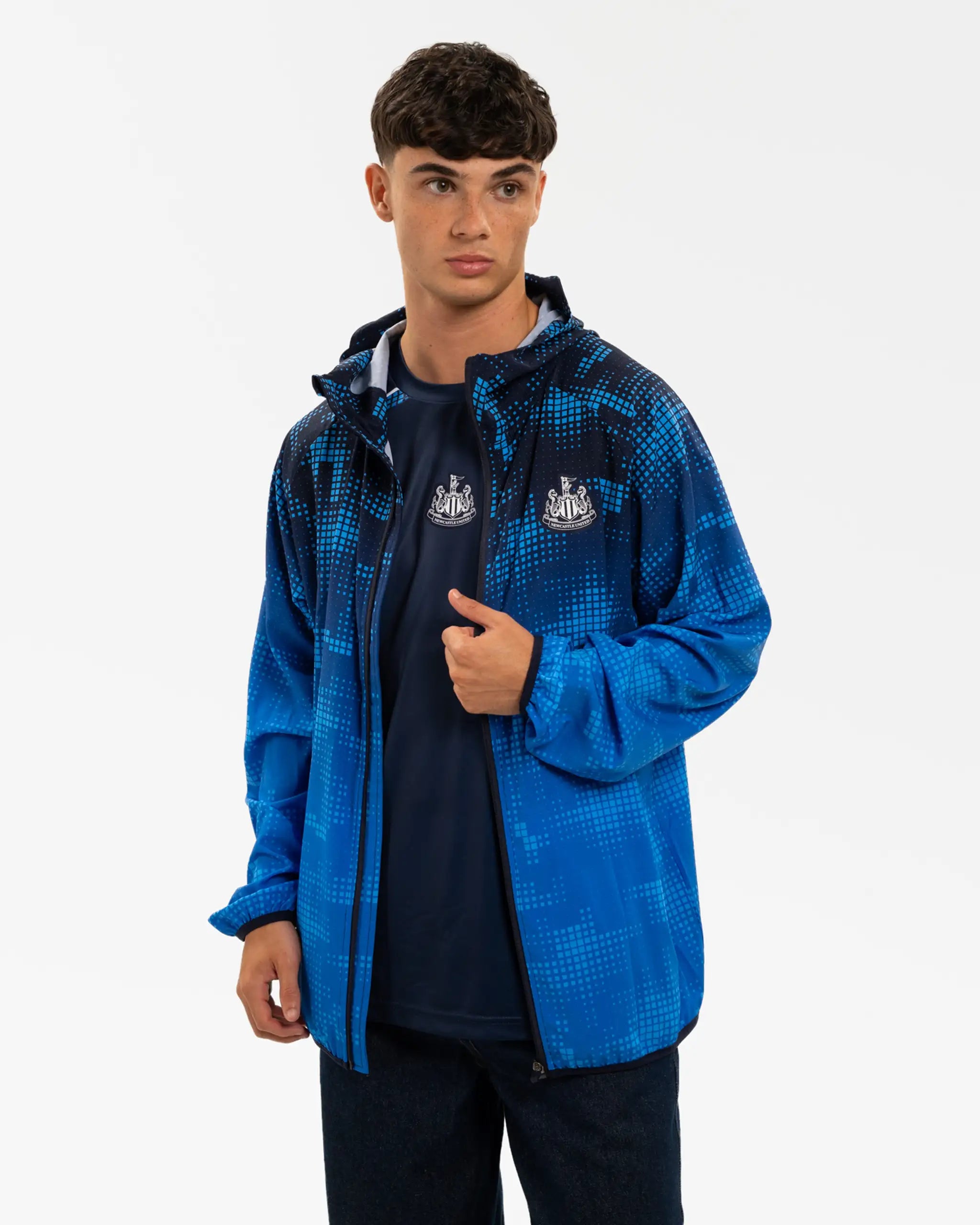 Newcastle United Men's Blue Tech Poly Lightweight Jacket