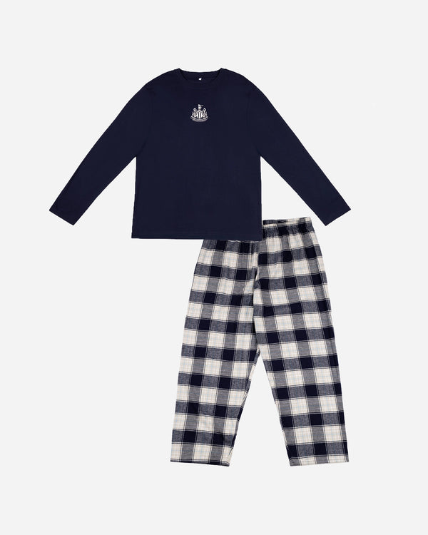 Newcastle United Men's Navy Check Long Pyjama Set