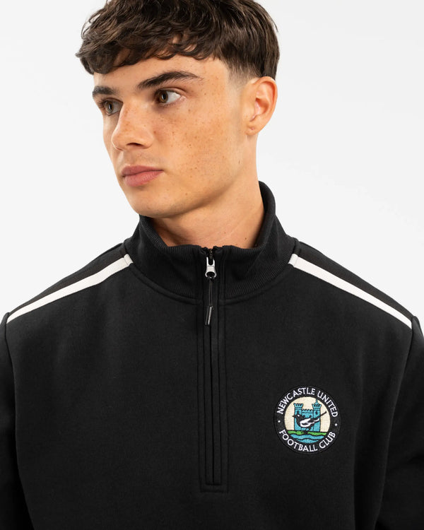 Newcastle United Men's Black 1976 Retro Crest 1/4 Zip
