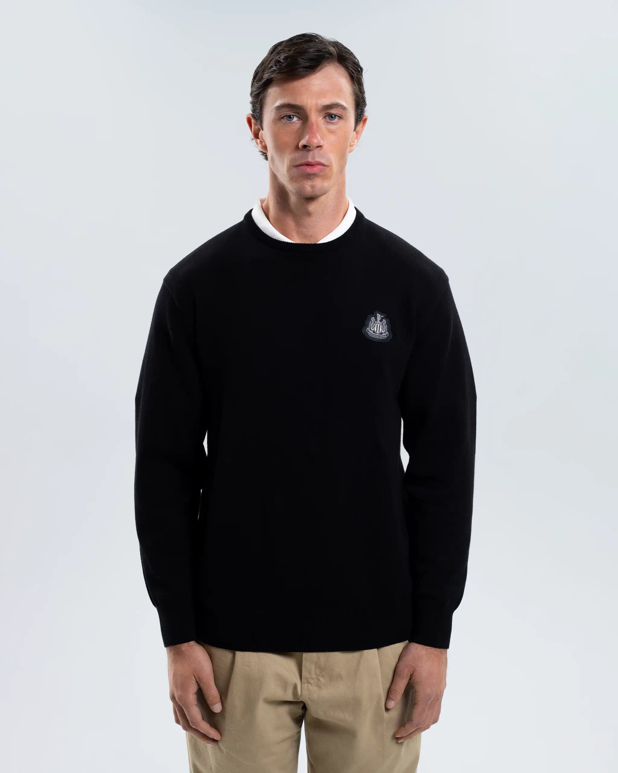 Newcastle United Men's Black Crew Neck Knit Sweater