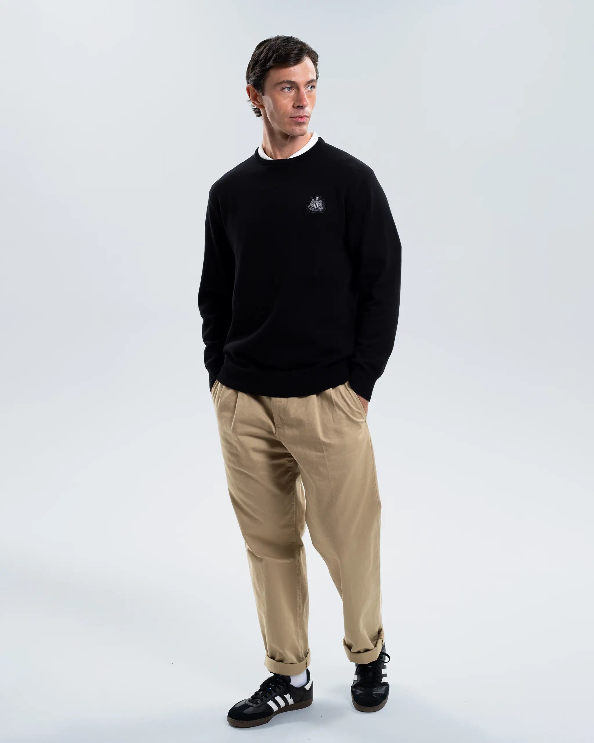 Newcastle United Men's Black Crew Neck Knit Sweater