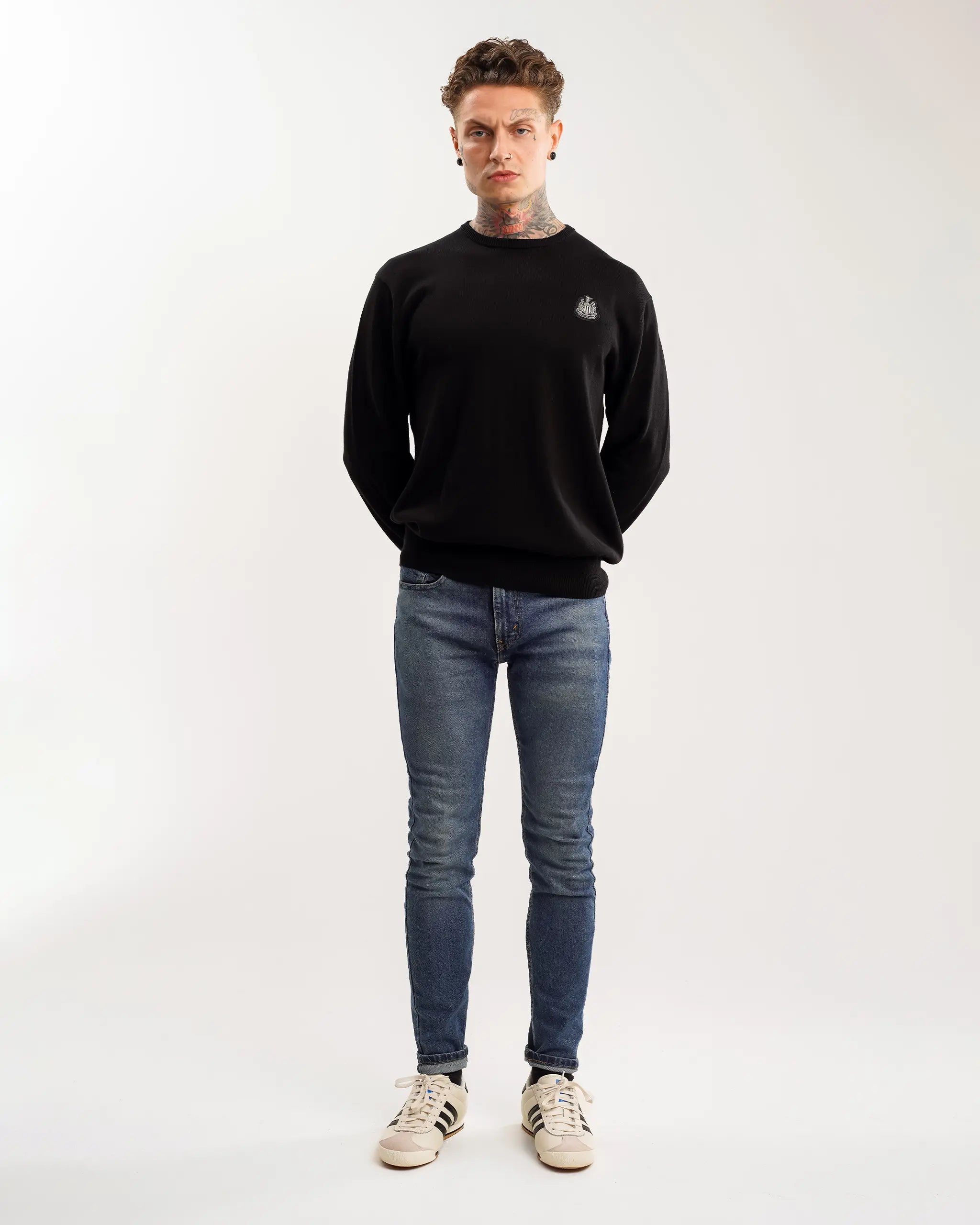 Newcastle United Men's Black Crew Neck Knit Sweater