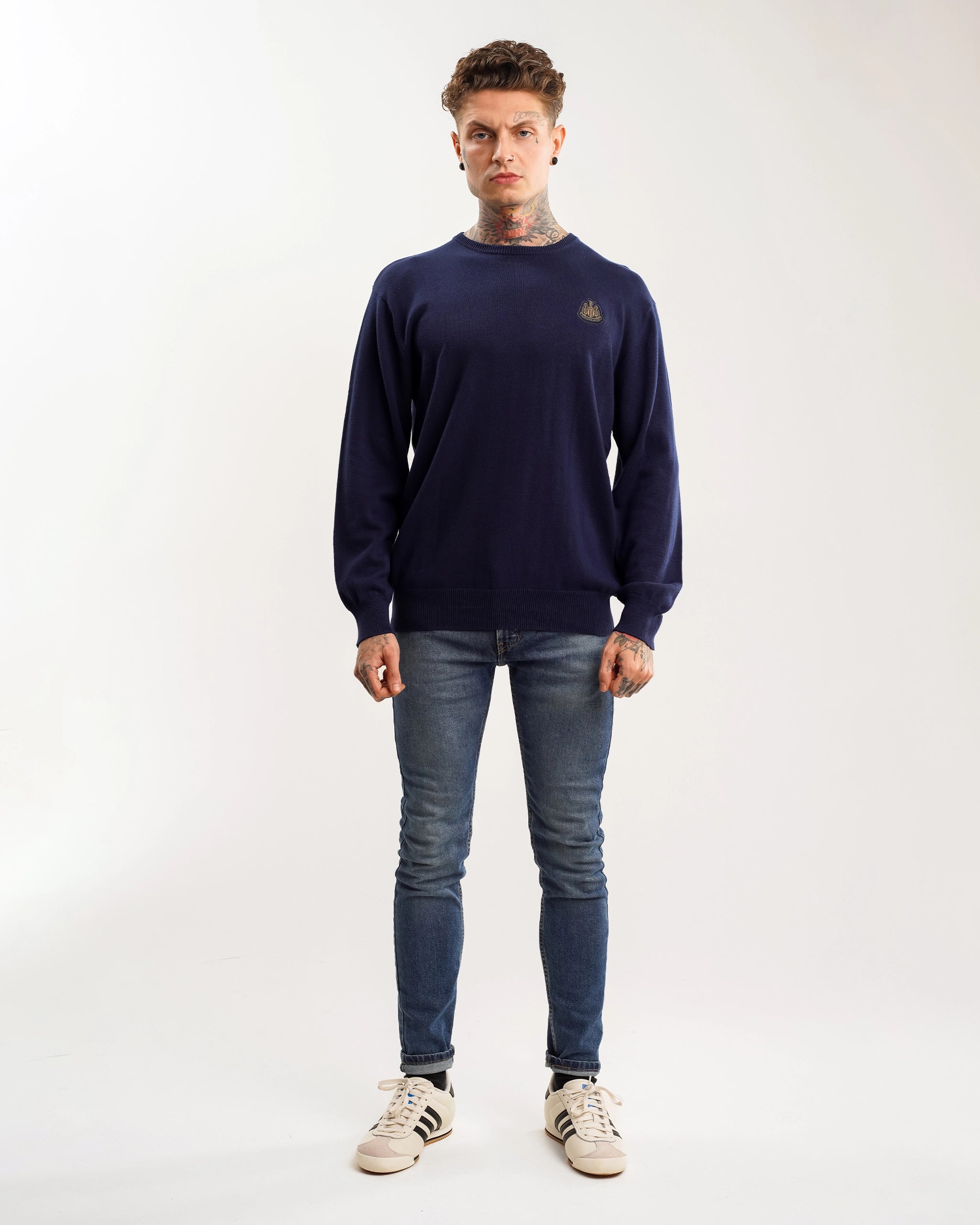 Newcastle United Men's Navy Crew Neck Knit Sweater