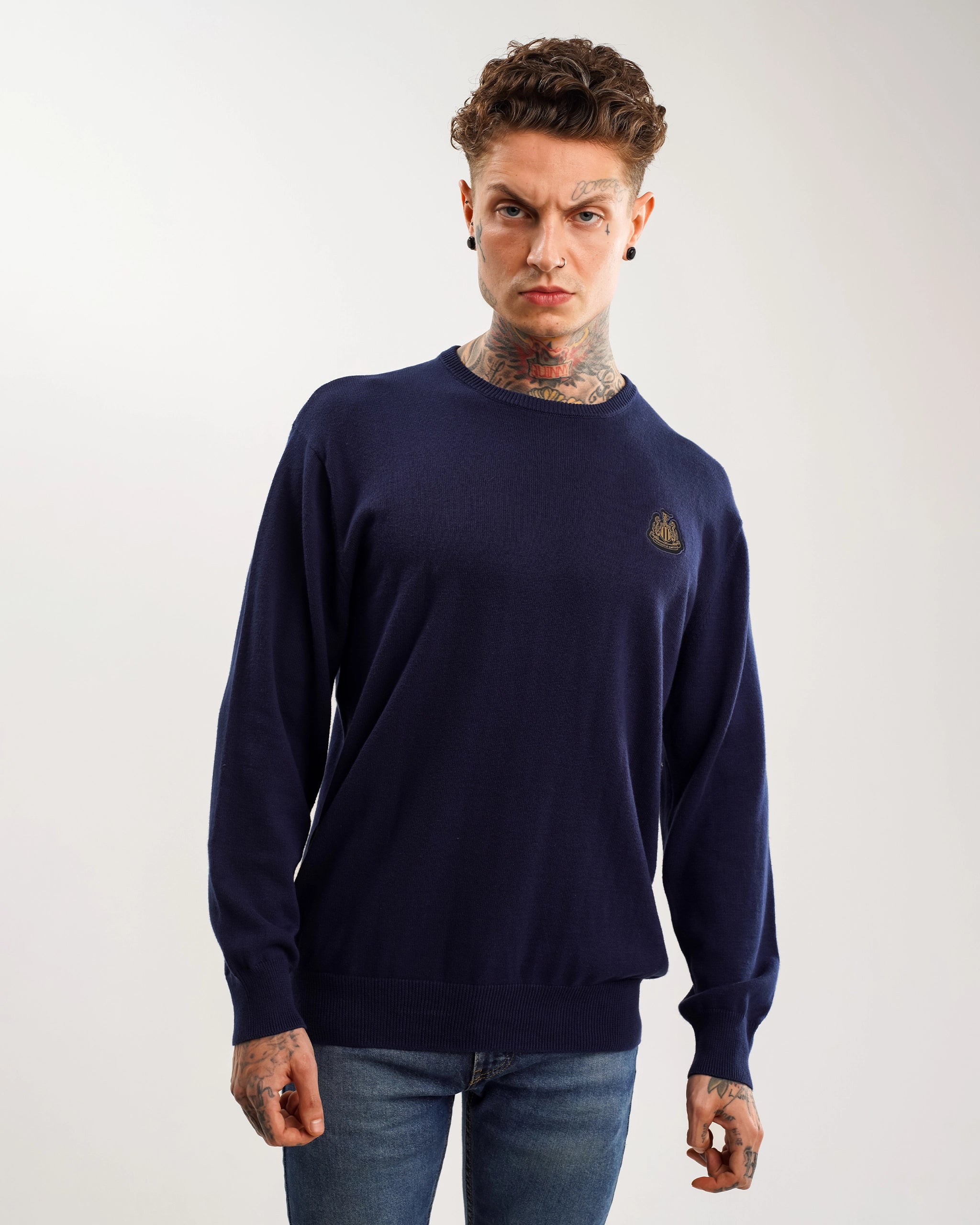 Newcastle United Men's Navy Crew Neck Knit Sweater