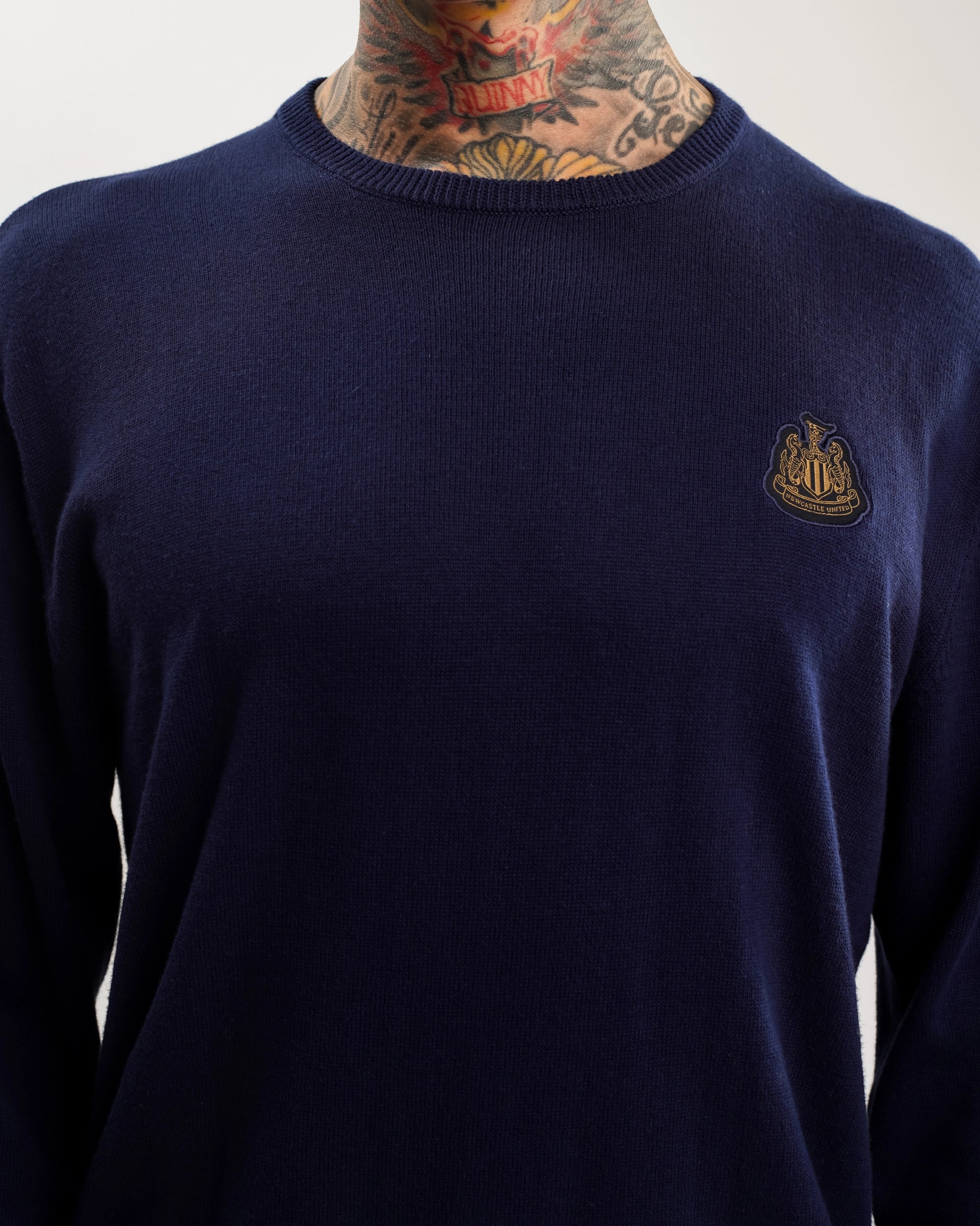 Newcastle United Men's Navy Crew Neck Knit Sweater