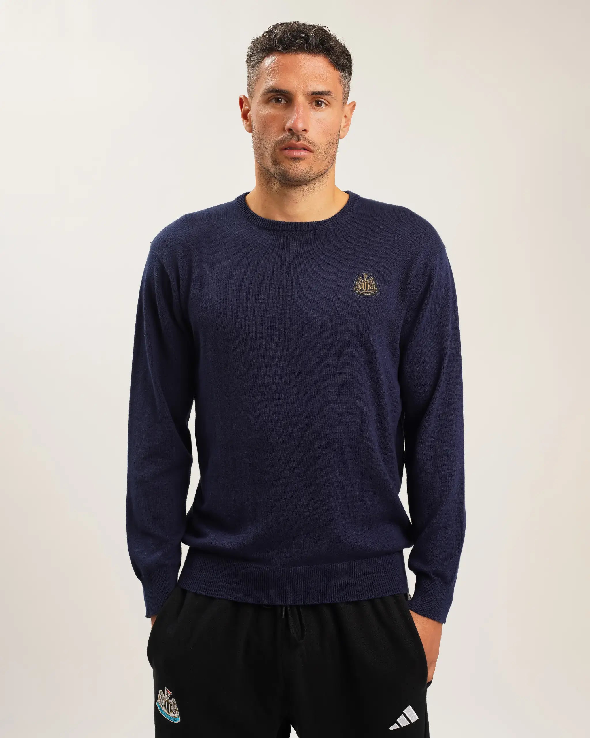 Newcastle United Men's Navy Crew Neck Knit Sweater