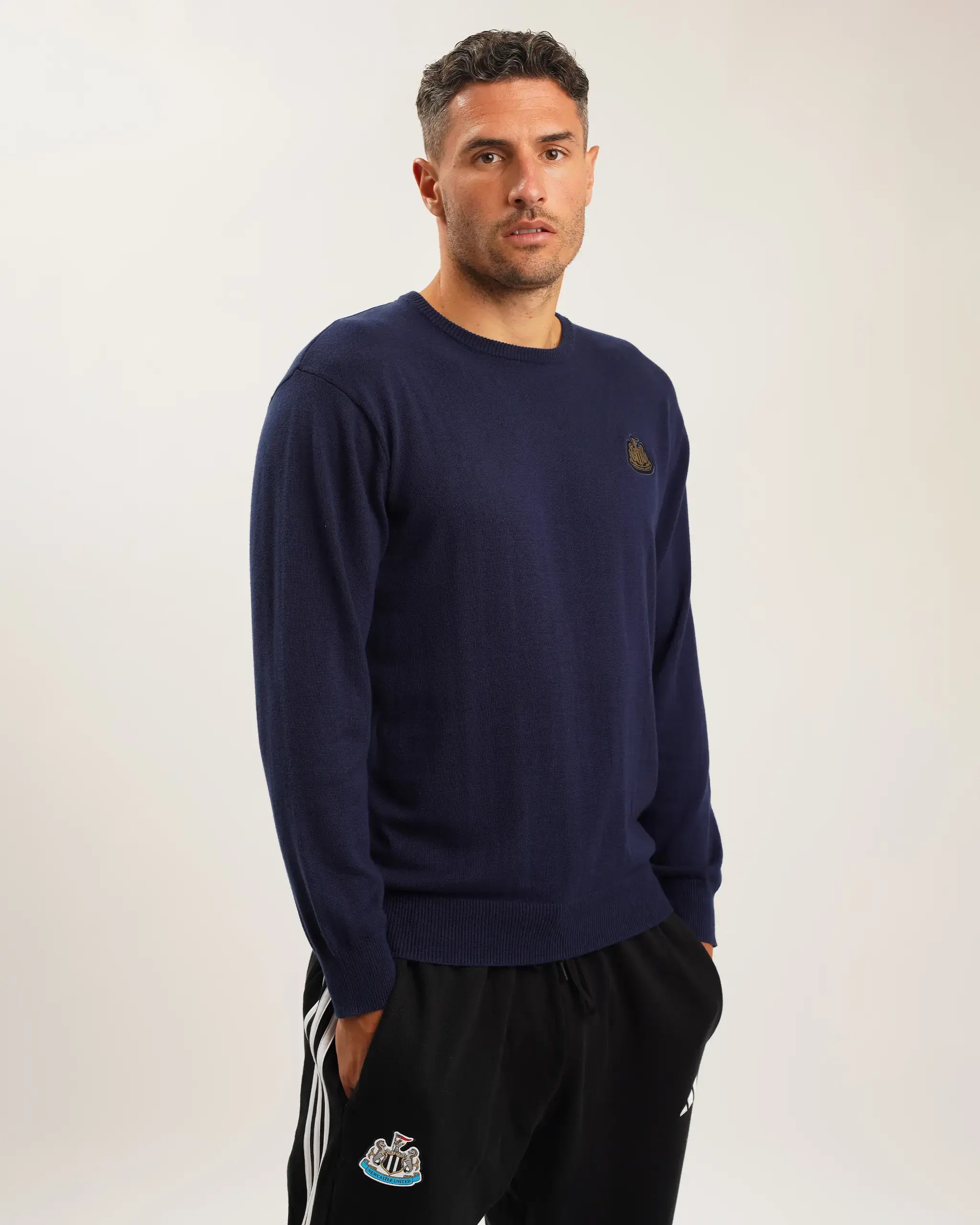 Newcastle United Men's Navy Crew Neck Knit Sweater