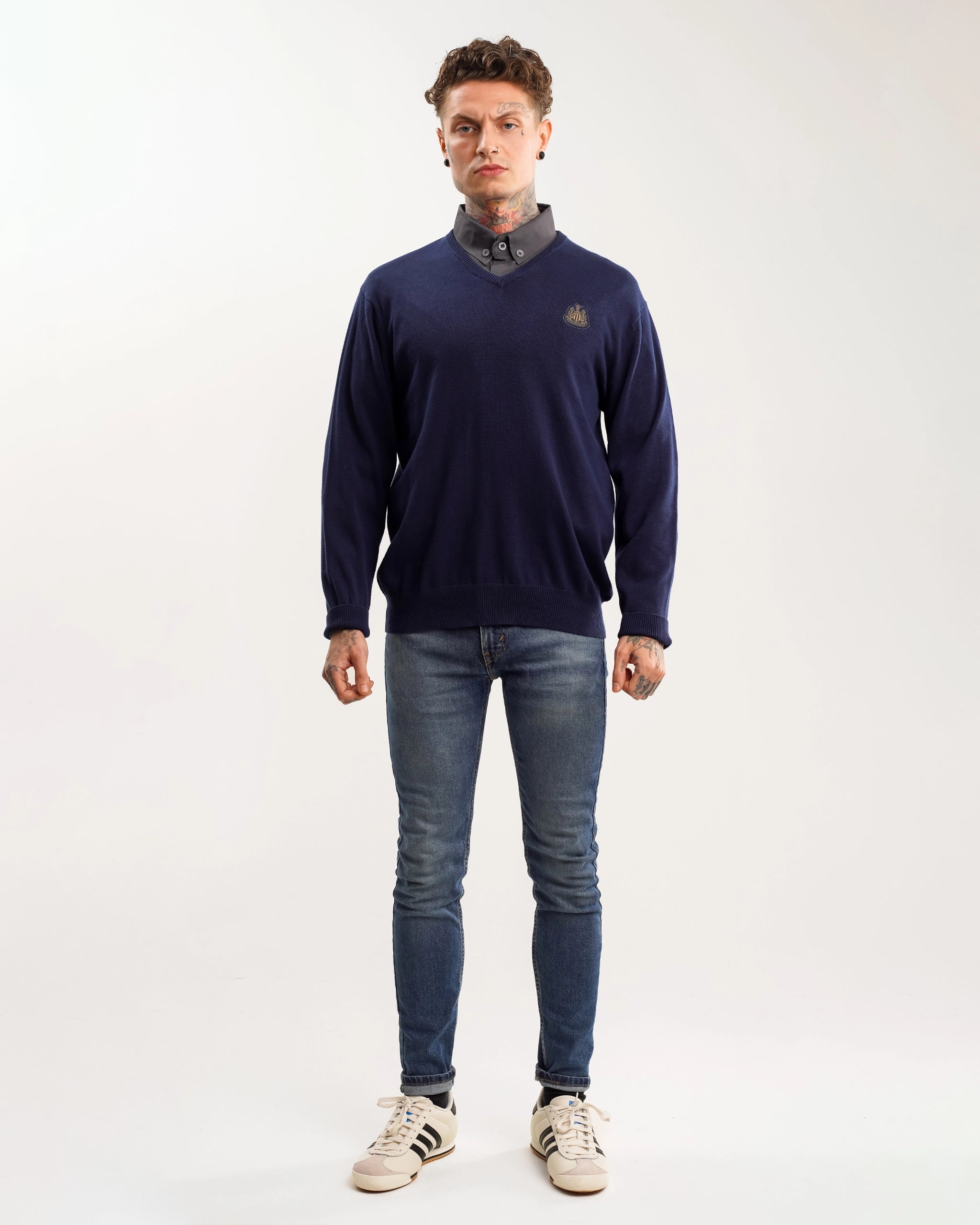 Newcastle United Men's Navy V Neck Knit Sweater