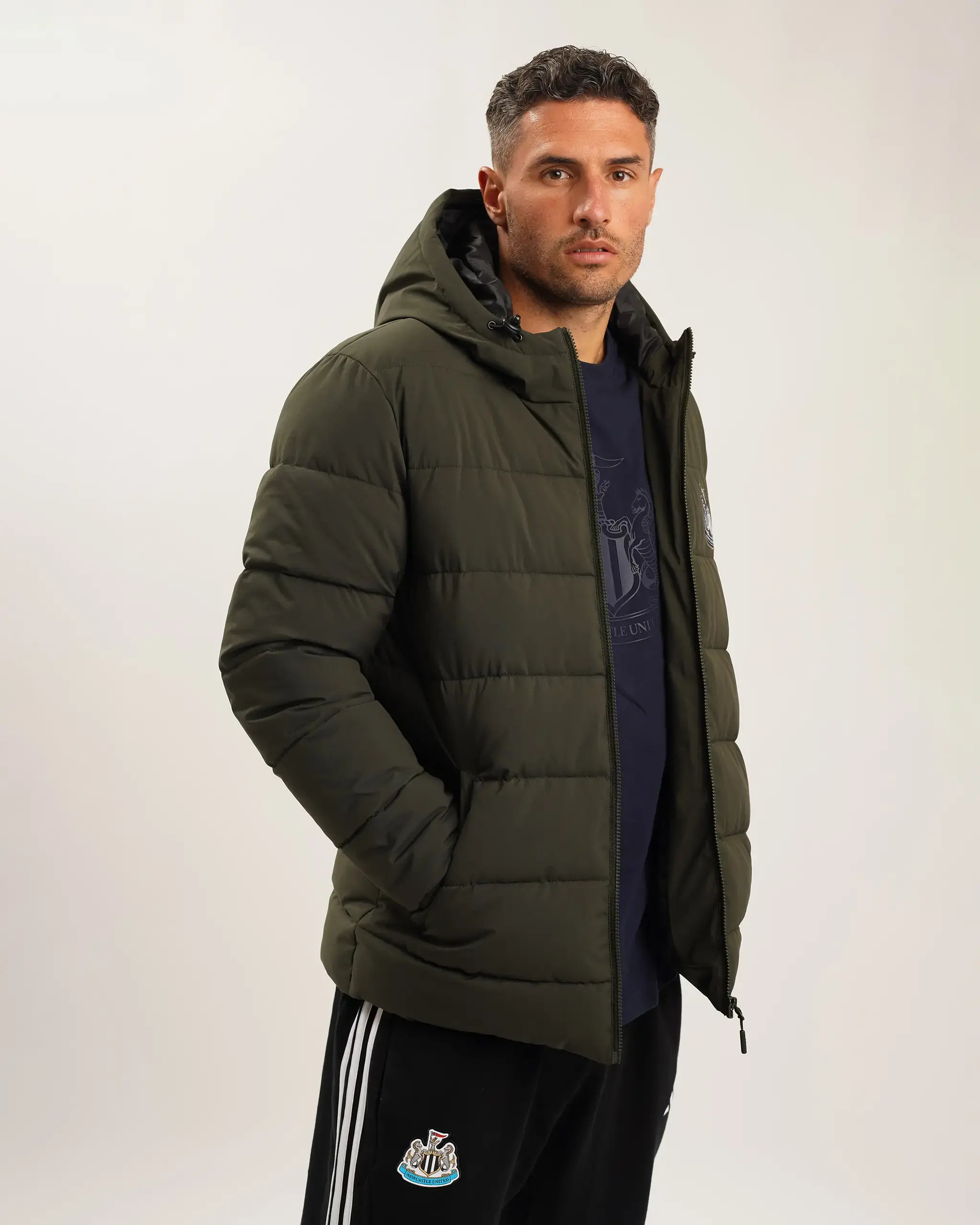 Newcastle United Men's Khaki Short Puffer Jacket