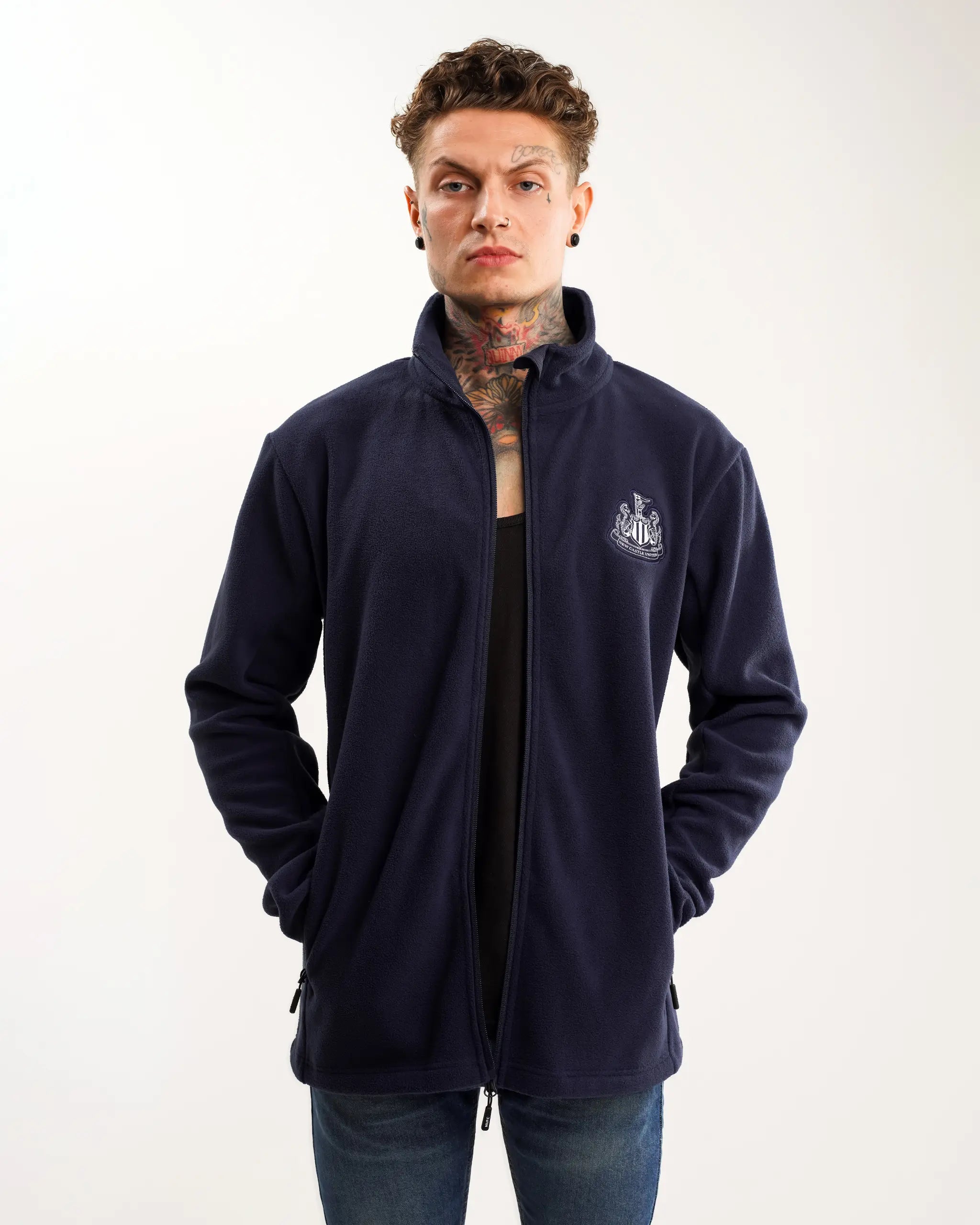 Mens navy full zip fleece sale