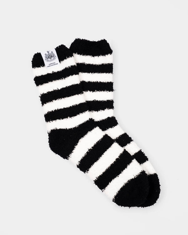 Newcastle United Black & White Striped Fluffy Sleep Socks